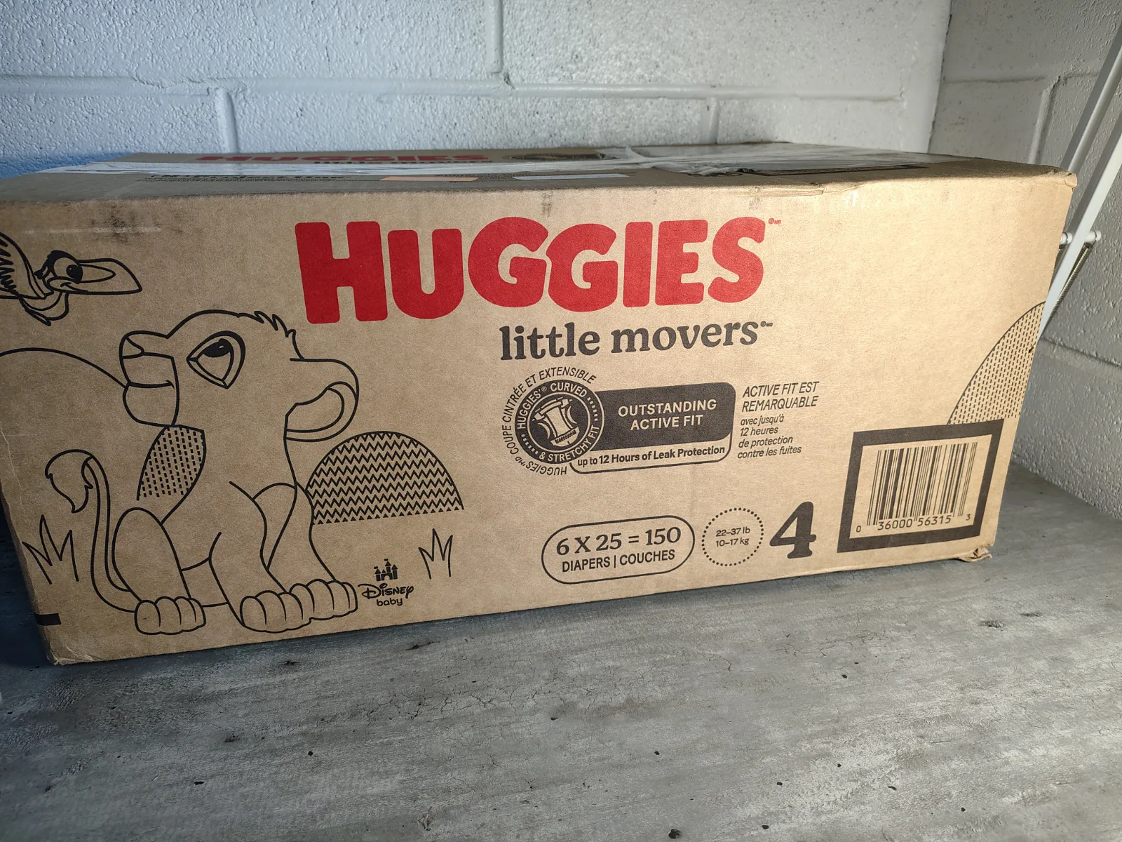 Huggies Size 4 Diapers, Little Movers Baby Diapers, Size 4 (22-37 lbs), 150 Count, Packaging May Vary