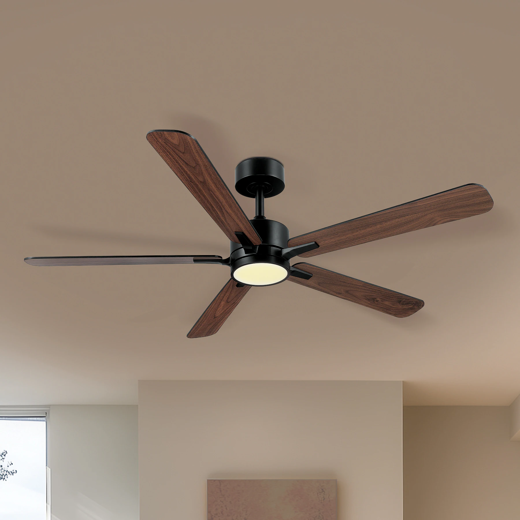 Harbor Breeze Northbrook 52-in Matte Black LED Covered Outdoor Ceiling Fan With Light and Remote