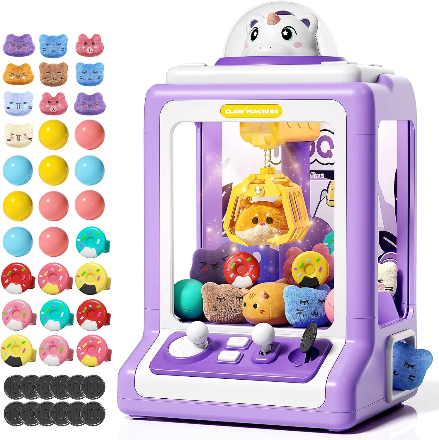 Jovow Claw Machine for Kids,Mini Vending Machine with Music(Unicarns)