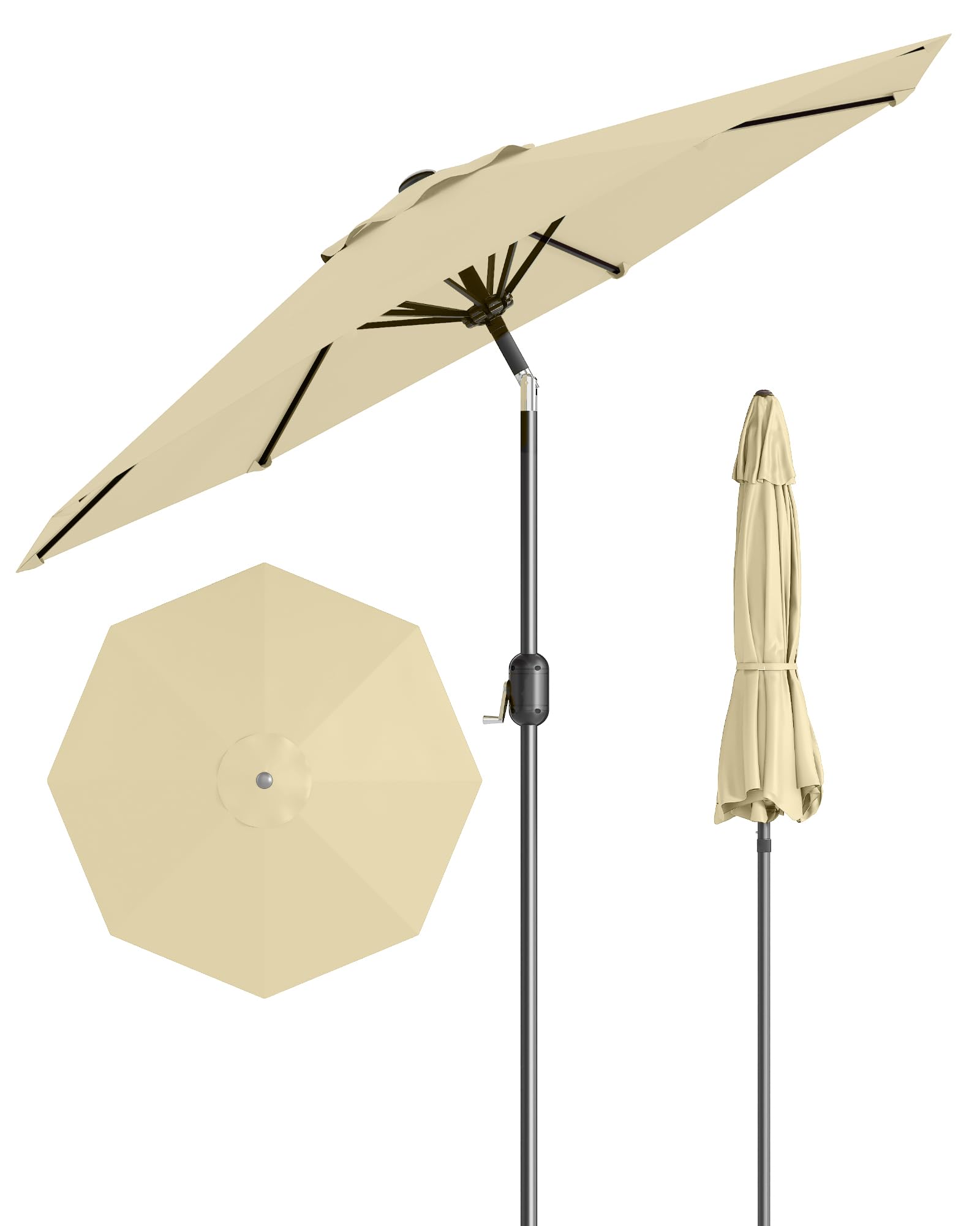 9FT Patio Umbrella with Crank Lift & Push Button Tilt, Outdoor Sun Shade Umbrella for Pool, Deck, Garden, Yard - Portable Table Market Umbrella(Turquoise Blue)