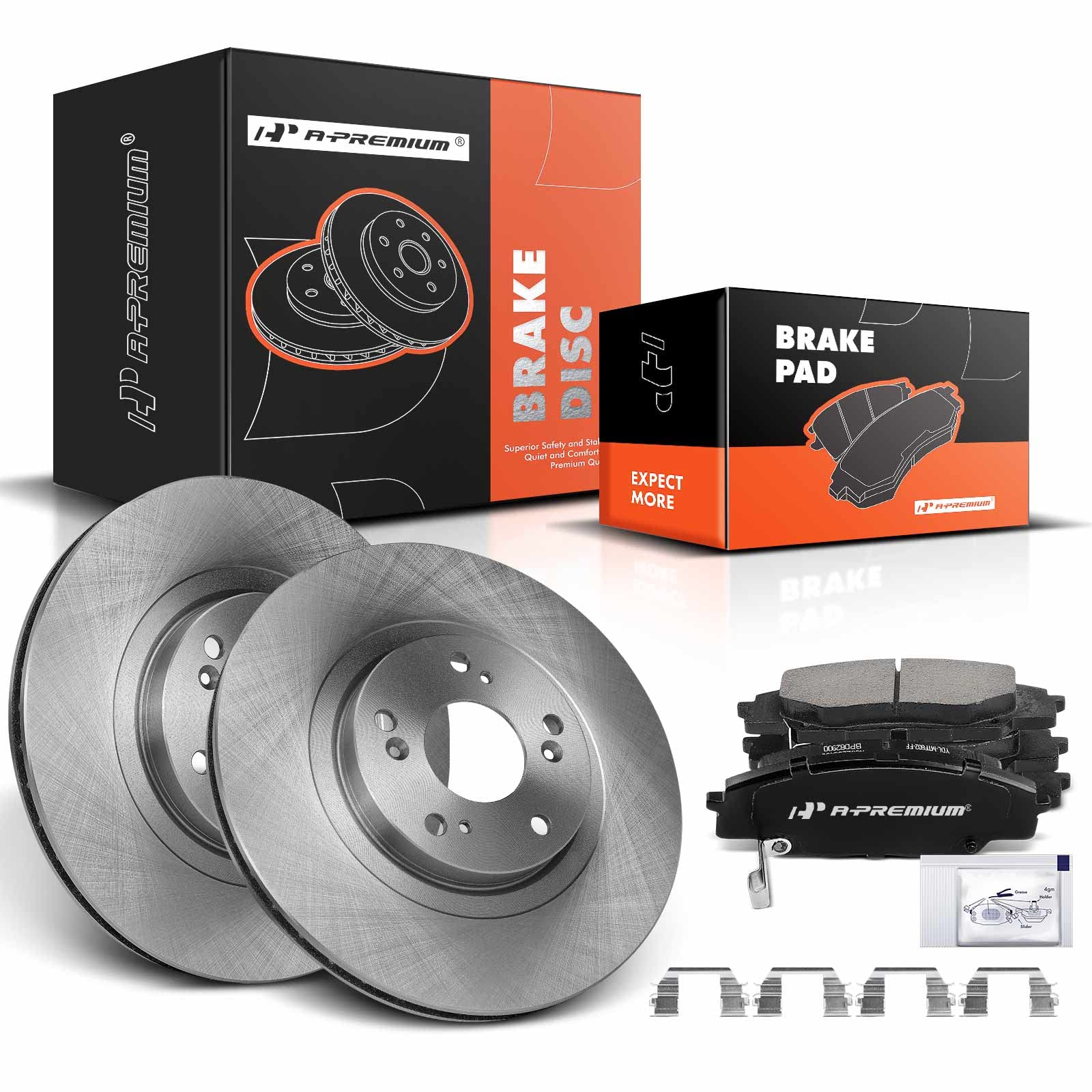 A-Premium 11.81 In (300mm) Front Vented Brake Rotors and Ceramic Pads Kit