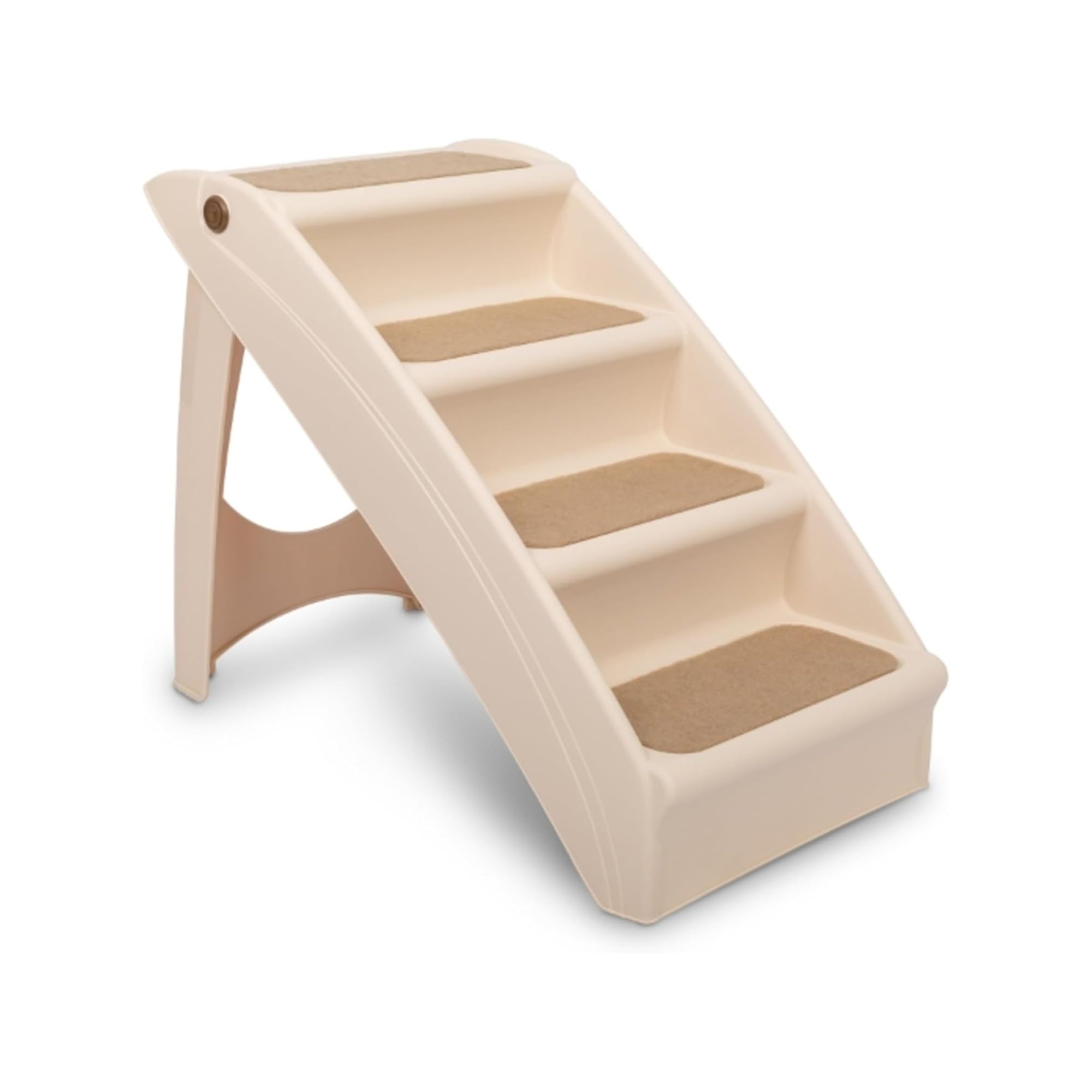 PetSafe CozyUp Folding Dog Stairs - Pet Stairs for Indoor/Outdoor at Home or Travel - Dog Steps for High Beds - Pet Steps with Siderails, Non-Slip Pads - Durable, Support up to 200 lbs - X-Large, Tan