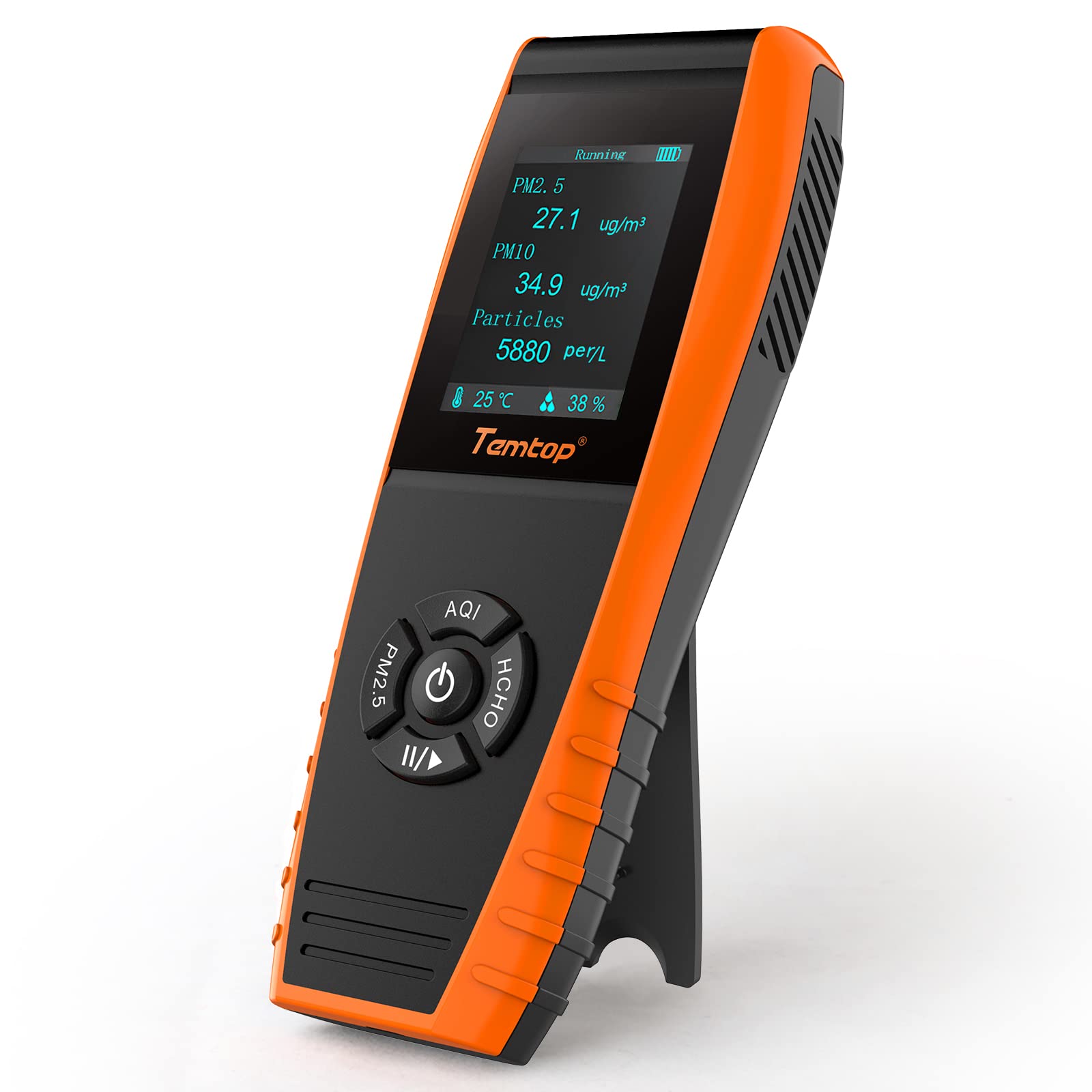 Temtop Indoor Air Quality Monitor 9 in 1 TVOC PM2.5 PM10 HCHO AQI Temperature Humidity Meter w/Data Export VOC Sensor for Home Office Wildfire (LKC-1000S+2nd)