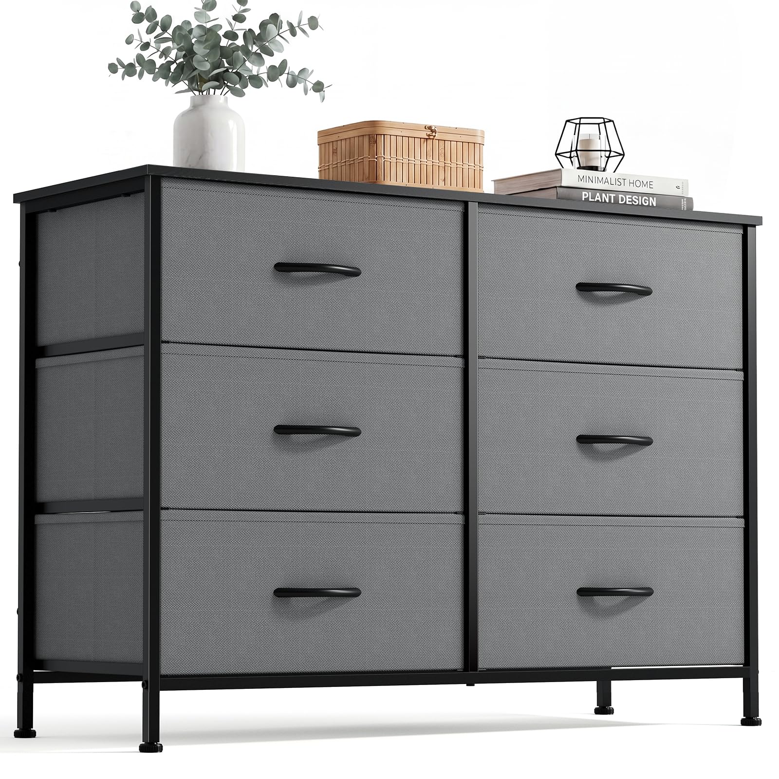 DUMOS 6 Drawer Dresser for Bedroom, Wide Storage Chest of Drawers Cabinet