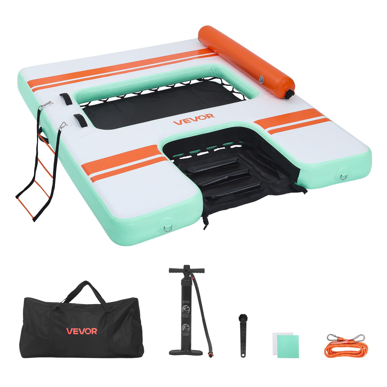 VEVOR Inflatable Floating Dock, Inflatable Dock Platform, Non-Slip Water Air Mat with Portable Carrying Bag and Detachable Ladder, Floating Water Platform Island Raft for Pool Beach Ocean