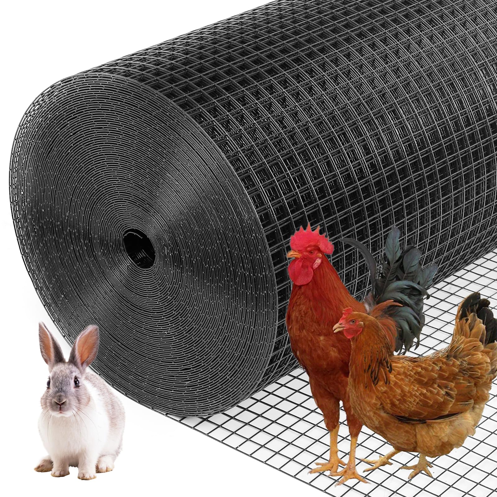 Yardbliss Black Hardware Cloth 1inx48inx100ft, 17GA, Chicken Wire Fencing Roll, Black Chicken Wire Mesh, Vinyl PVC Coated Welded Wire Mesh for Chicken Coop Barrier, Rabbit Snake Poultry Fences