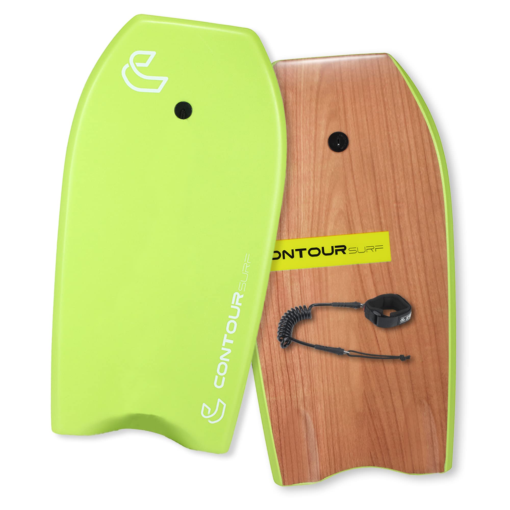 Body Board 33/37 Inches Bodyboard Body Boards for Beach Kids Lightweight EPS Core Dual Channel Double Swivel Coiled Wrist Leash for All Surfing Levels