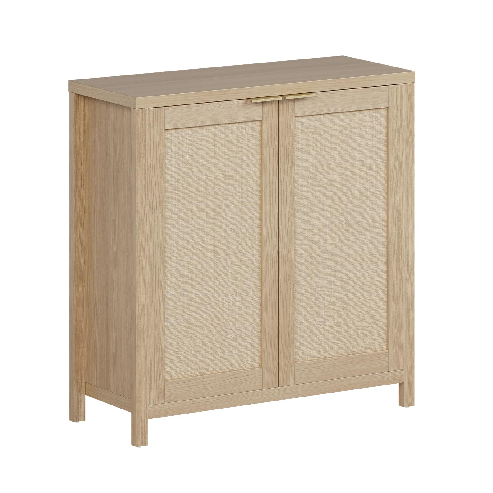 Garvee Rattan Sideboard Buffet Cabinet, 34.3" Entryway Storage Cabinetwith Adjustable Shelves, Metal Handles, 2 Doors for Hallway, Living Room, Kitchen, Coffee Bar