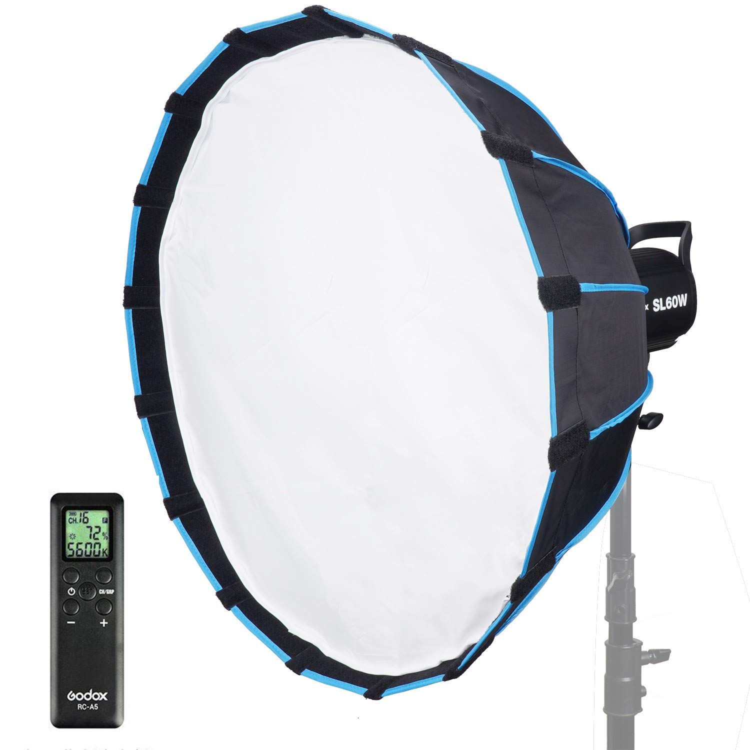 Godox SL60W with Soft Box Softbox (Special Design for SL-60W) 5600K Studio Continuous LED Video Light Lamp 5600K Bowens Mount for Video Recording,Wedding,Outdoor Shooting