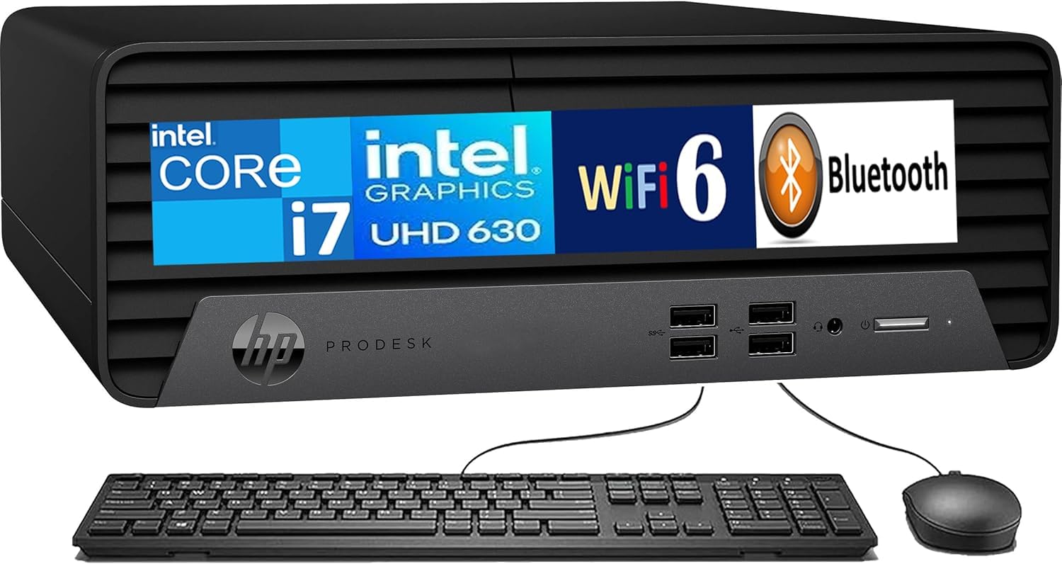 HP ProDesk 400 G7 SFF Desktop, Intel i7-10700, Intel UHD 630, 16GB DDR4, 512GB NVMe SSD, Wi-Fi 6, Bluetooth 5.3, Windows 11 Pro (Renewed)