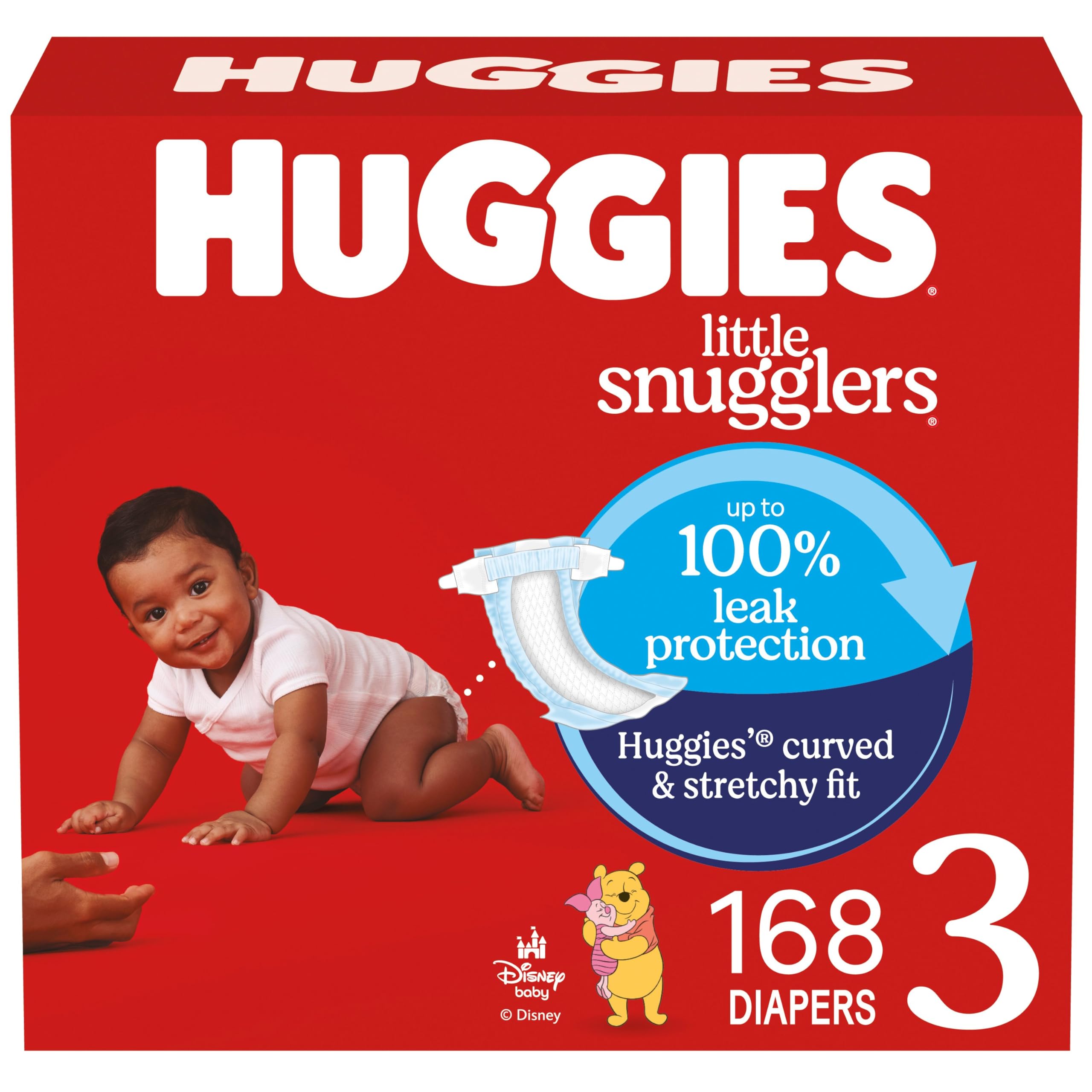 Huggies Size 3 Diapers, Little Snugglers Baby Diapers, Size 3 (16-28 lbs), 168 Count (6 Packs of 28), Packaging May Vary