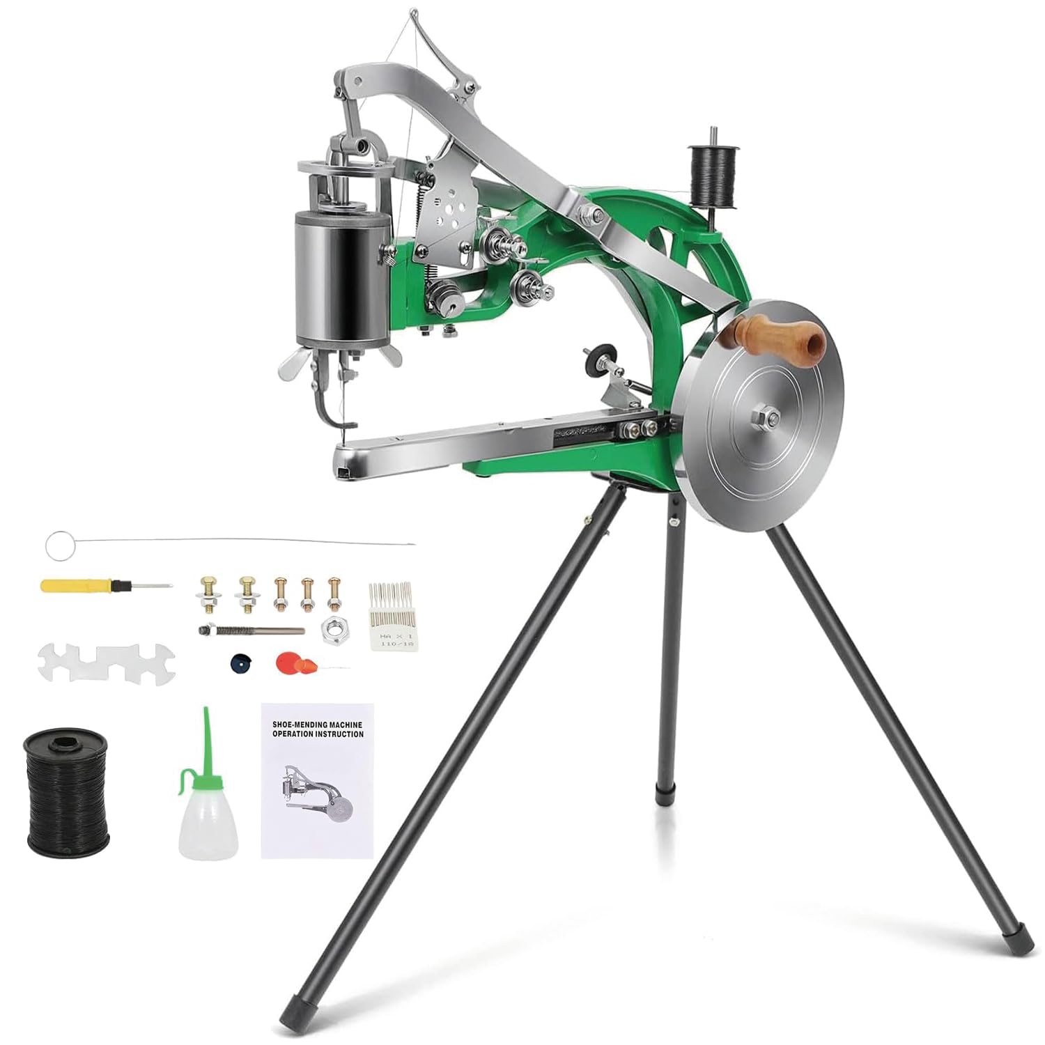Leather Sewing Machine, Cobbler Stitching Machine, Manual Shoe Repair Machine with Dual Cotton Nylon Line Canvas for Shoe, Tents, Coats and Belt
