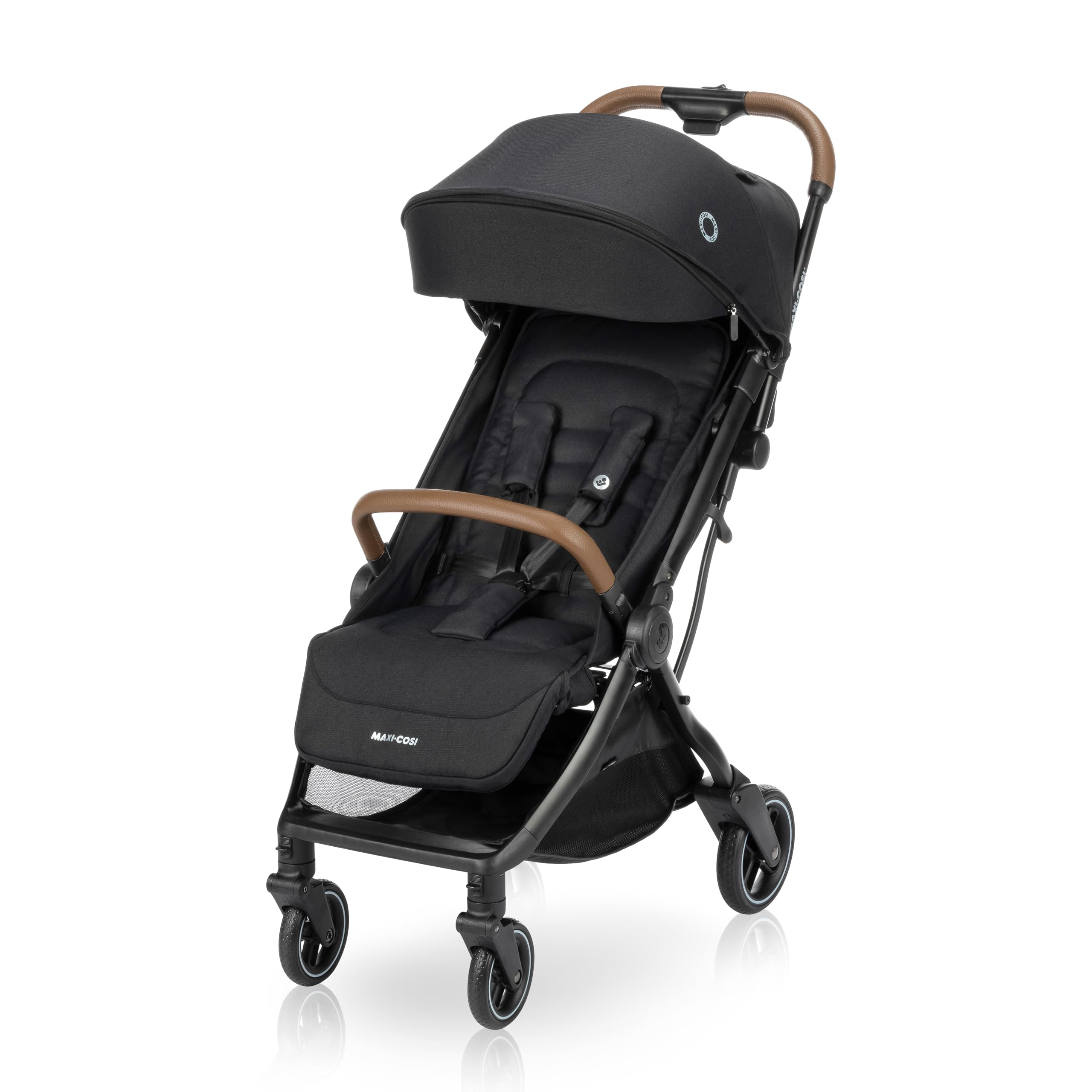 Maxi-Cosi Eva Lightweight Compact Travel Stroller, Infant to Toddler (Up to 48 lb), One-Hand Auto Fold, Full Recline Seat, Puncture-Proof Wheels, Extendable FPS Canopy, Includes Car Seat Adapters, Tra