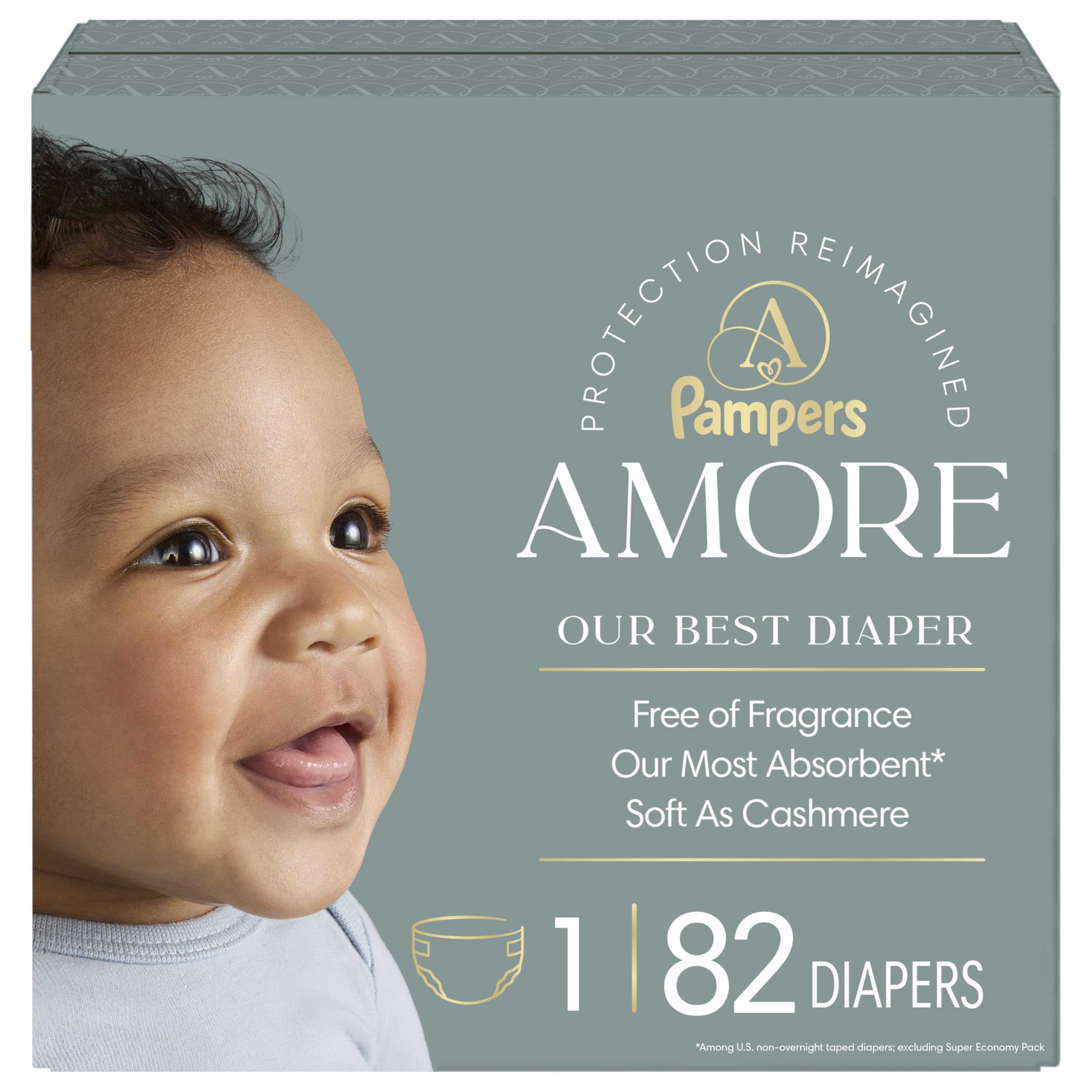 Pampers AMORE, Size 1, Our Best Diaper, 1 Pack (Count of 82)