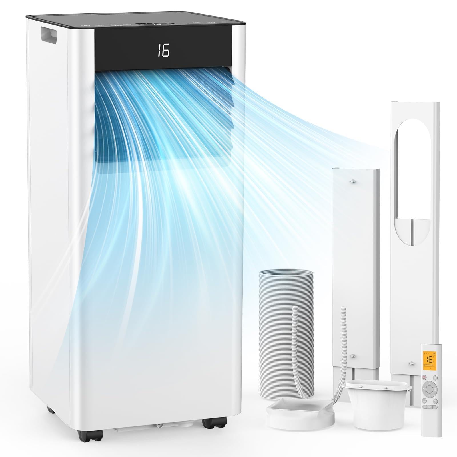 Portable Air Conditioners -10000 BTU, 4-in-1 Mini AC Unit with Powerful Cooling, Dehumidifier, Fan, and Quiet Sleep Mode & 24H Timer, for 350 Sq. Ft.Living Room, Apartment, Window Mount Kit Included