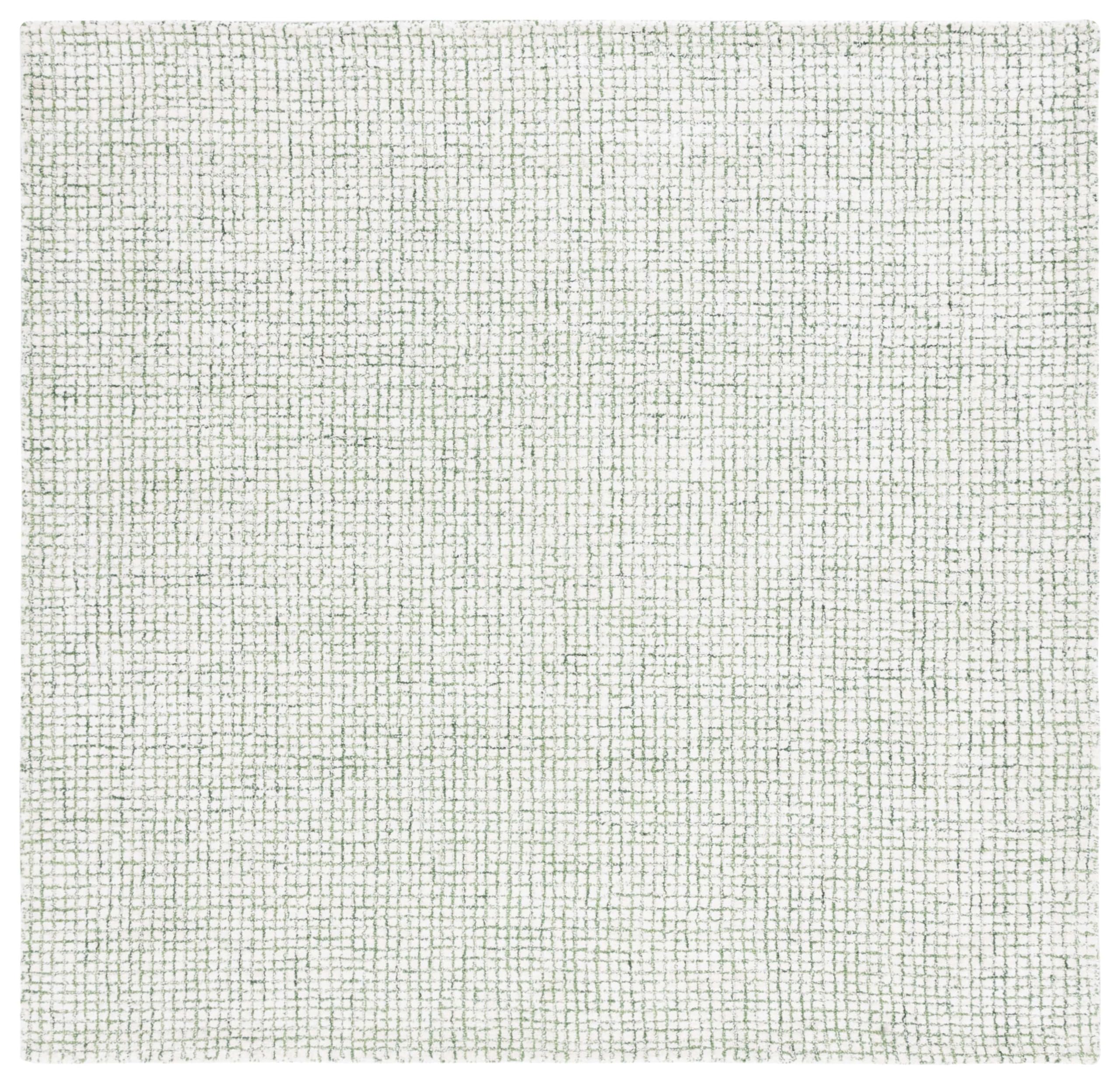 SAFAVIEH Abstract Collection Area Rug - 8' Square, Ivory & Green, Geometric Design, Handmade Wool & Viscose, Ideal for The Living Room, Bedroom, Dining Room (ABT470Y-8SQ)