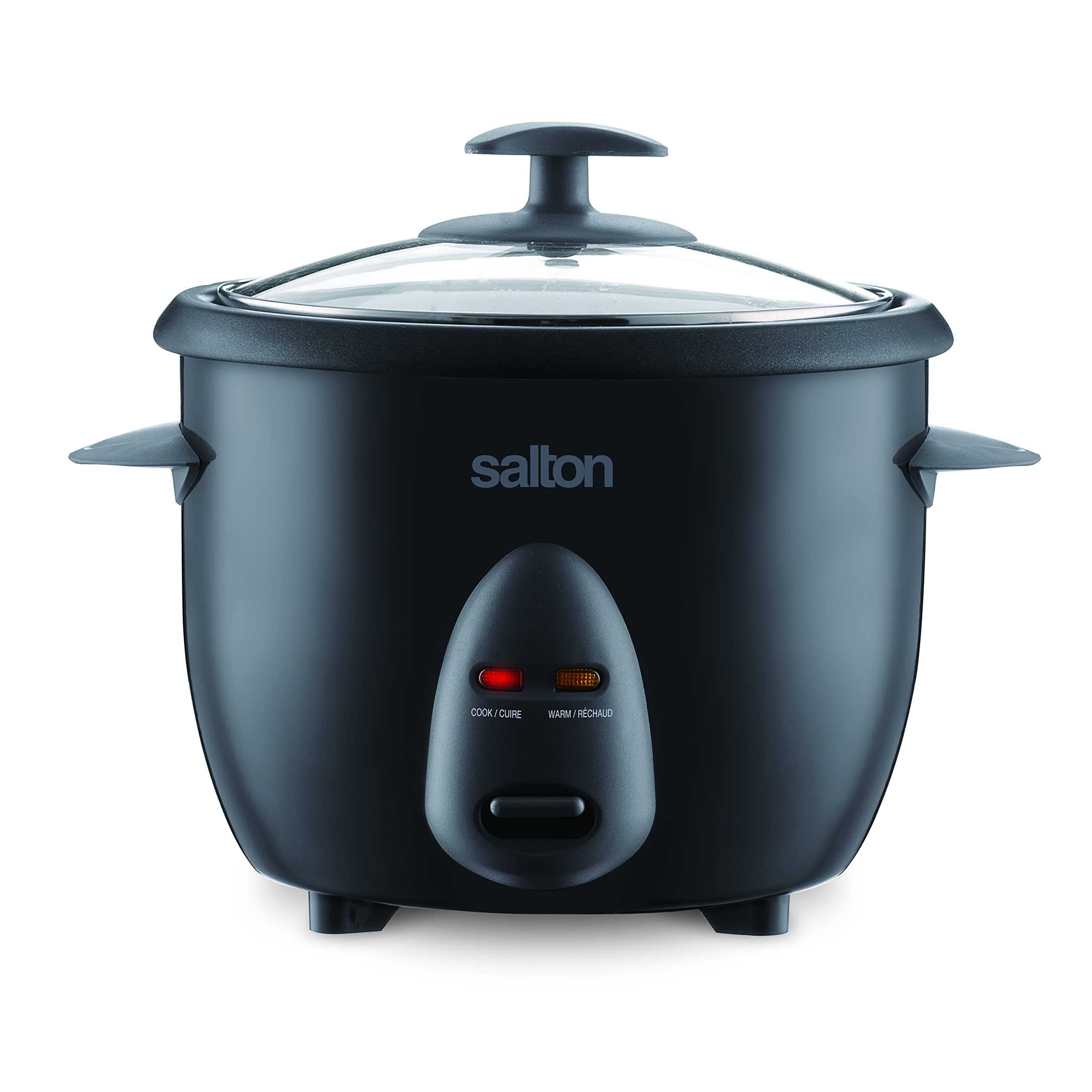 Salton Automatic Rice Cooker  10-Cup Capacity  Non-Stick Bowl  Steaming Basket  Glass Lid for Monitoring  Cook & Warm Functions  Accessories Included  Black  RC2088