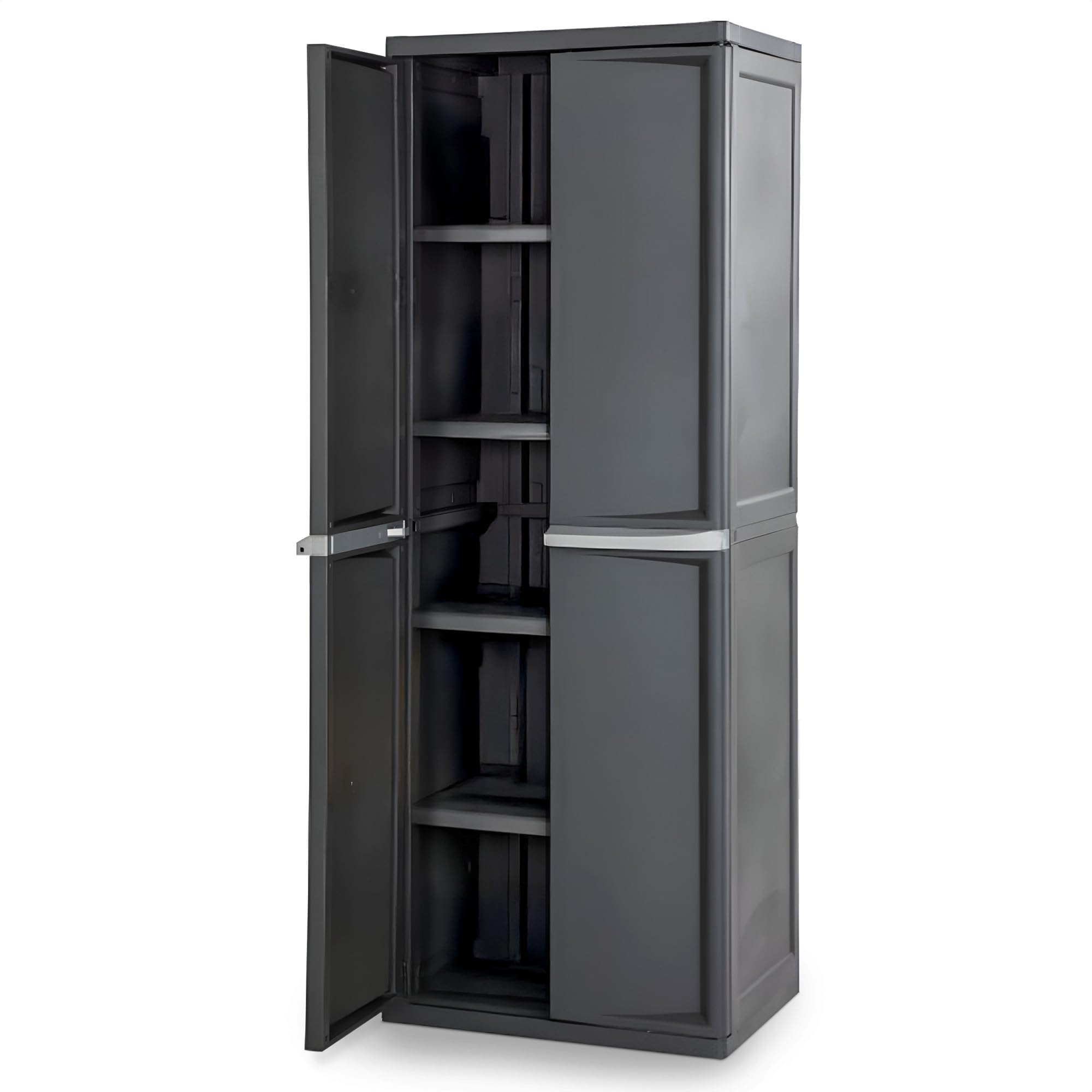 Sterilite 4 Shelf Cabinet, Plastic Organization Storage Unit, Organize Bins in the Garage, Basement, Attic, Mudroom, Gray, 1-Pack