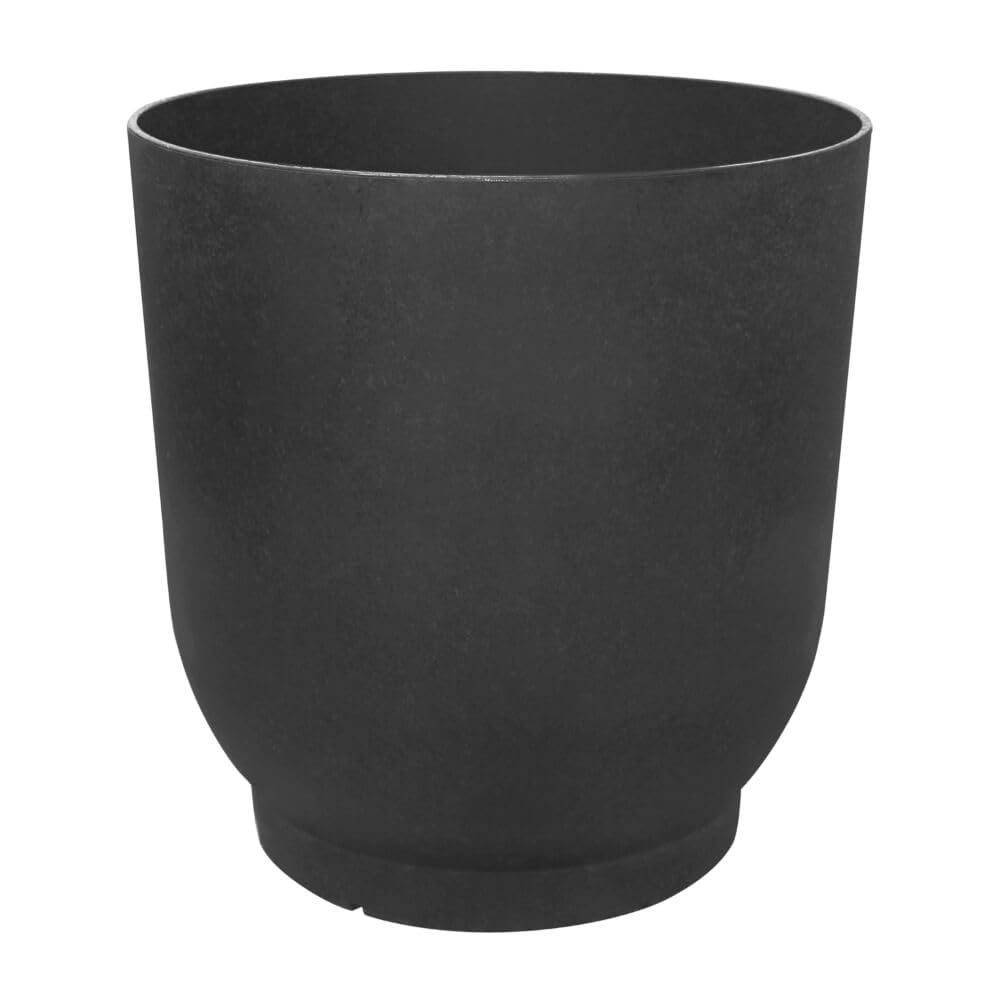 Tierra Verde 21in W x 20in H Florencia Modern Round X-Large Self-Watering Indoor/Outdoor Statement Planter, Black,Made in Canada