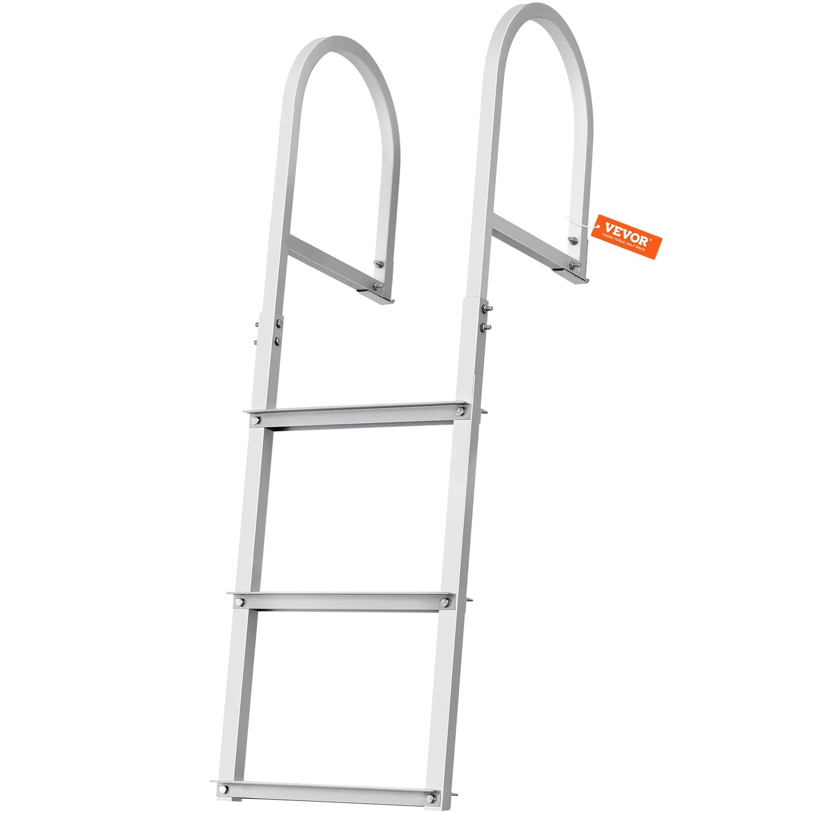 VEVOR Dock Ladder, Removable 3 Steps, 500 lbs Load Capacity, Aluminum Alloy Pontoon Boat Ladder with 3.1'' Wide Step & Nonslip Mat, Easy to Install for Ship/Lake/Pool/Marine Boarding