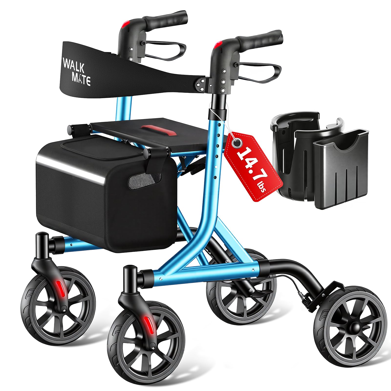 WALK MATE Rollator Walker for Seniors with Seat, Lightweight Foldable