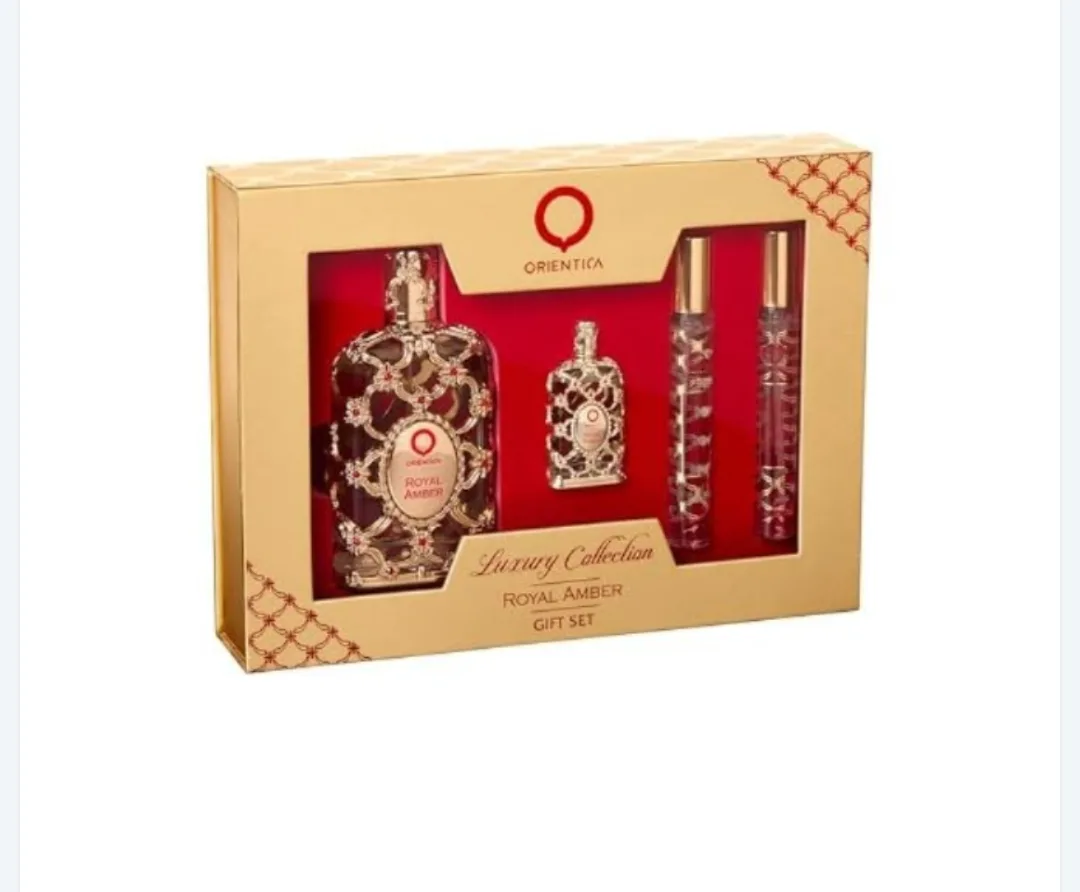 Royal Amber by Orientica for Women - 4 Pc EDP Spray Gift Set 2.7oz, 2 x 10ml, 7.5ml