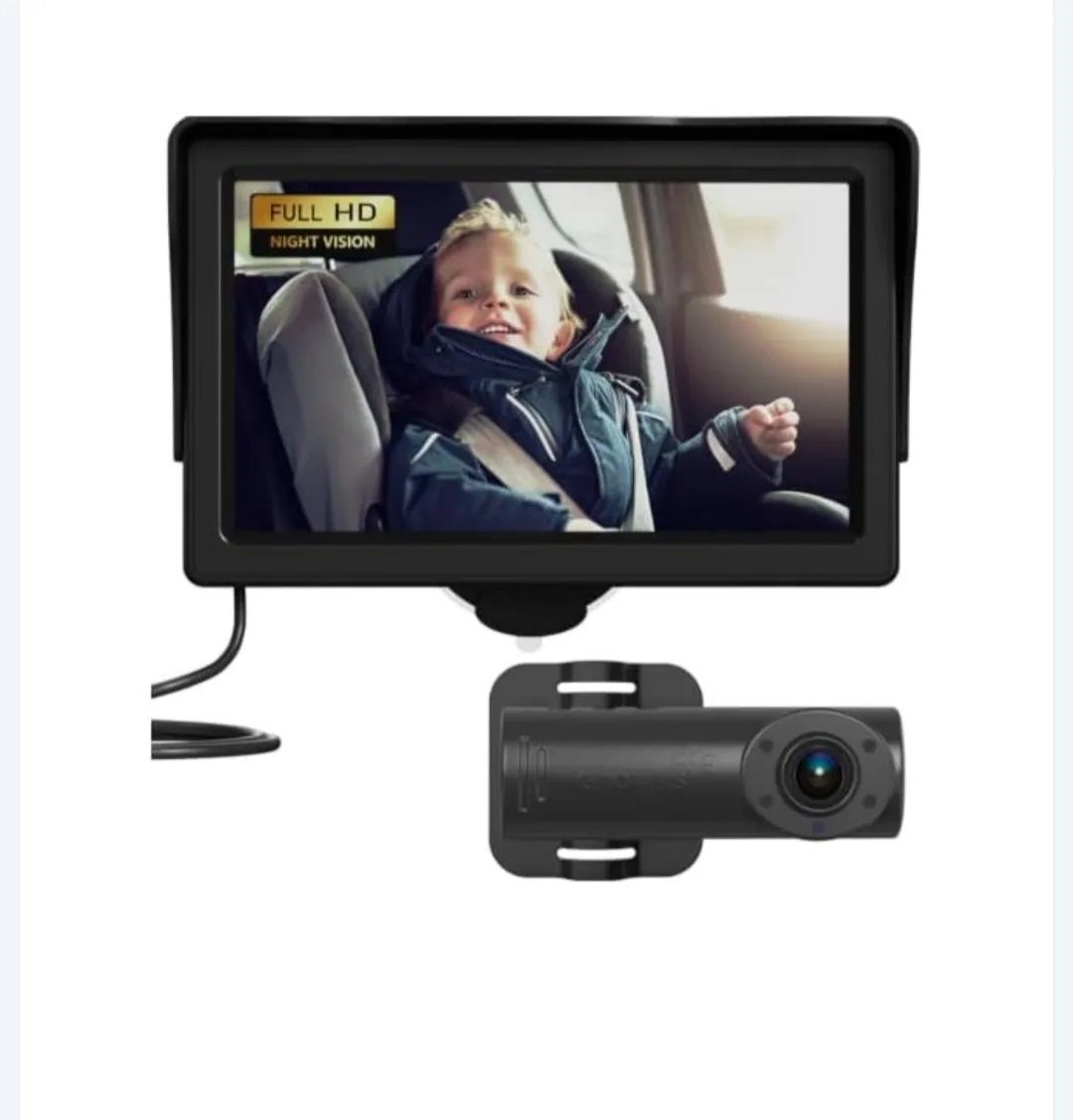 GROWNSY Baby Car Camera with Night Vision, 4.3 Inch HD Display