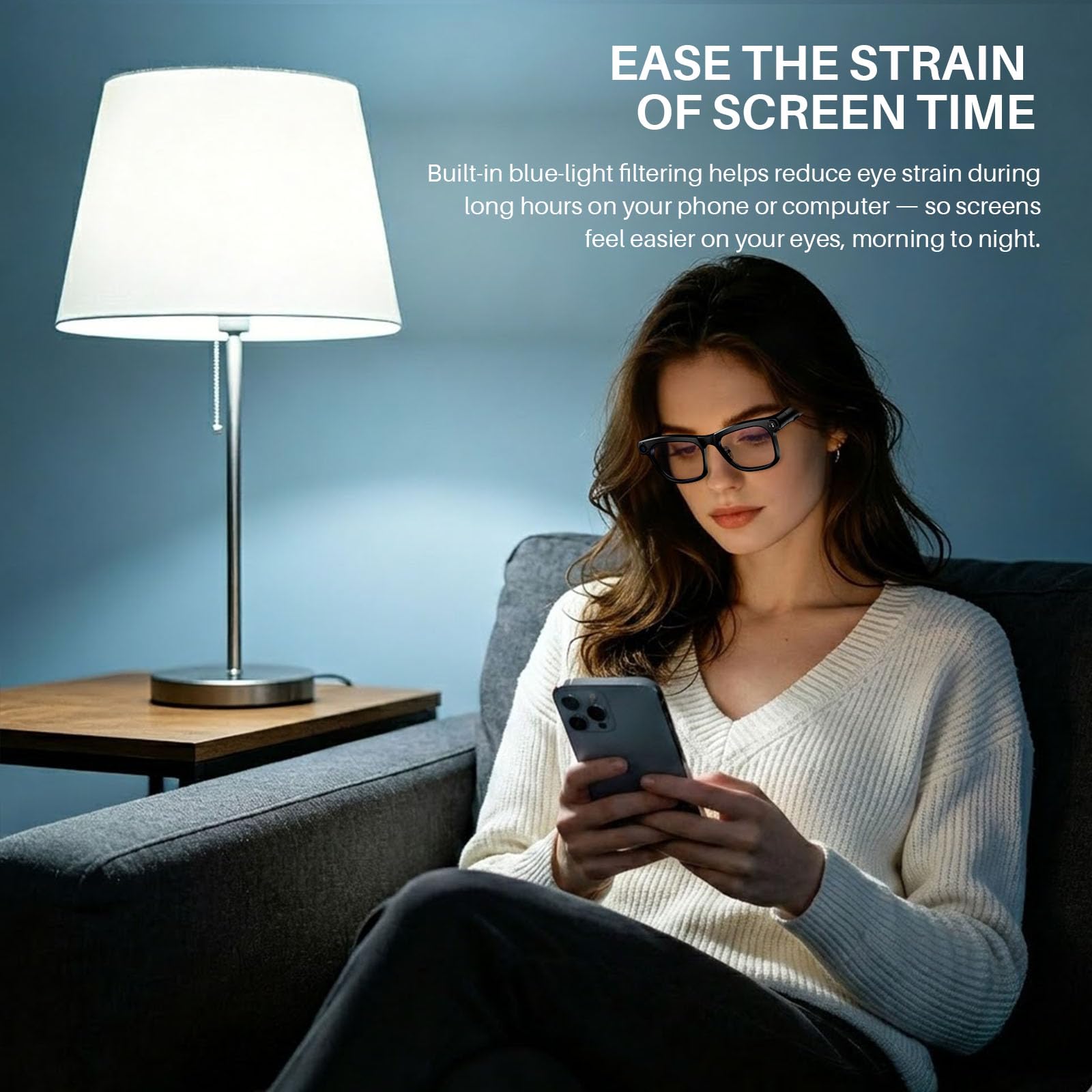 AI Smart Glasses with 1080P Camera& Bluetooth, Blue Light & Sunglasses
