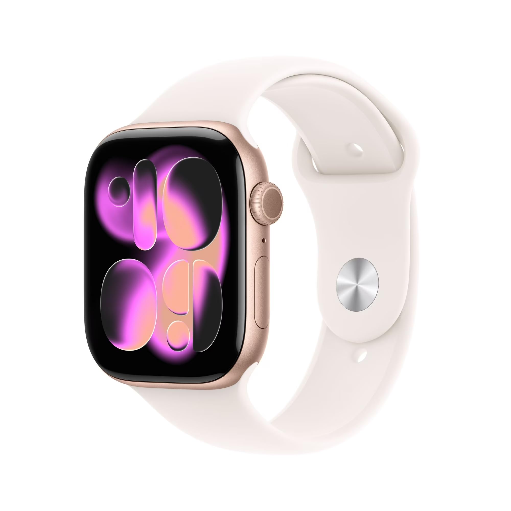 Apple Watch Series 11 [GPS + Cellular 42mm] Smartwatch with Rose Gold Aluminum Case w Light Blush Sport Band - S/M ( Premium)