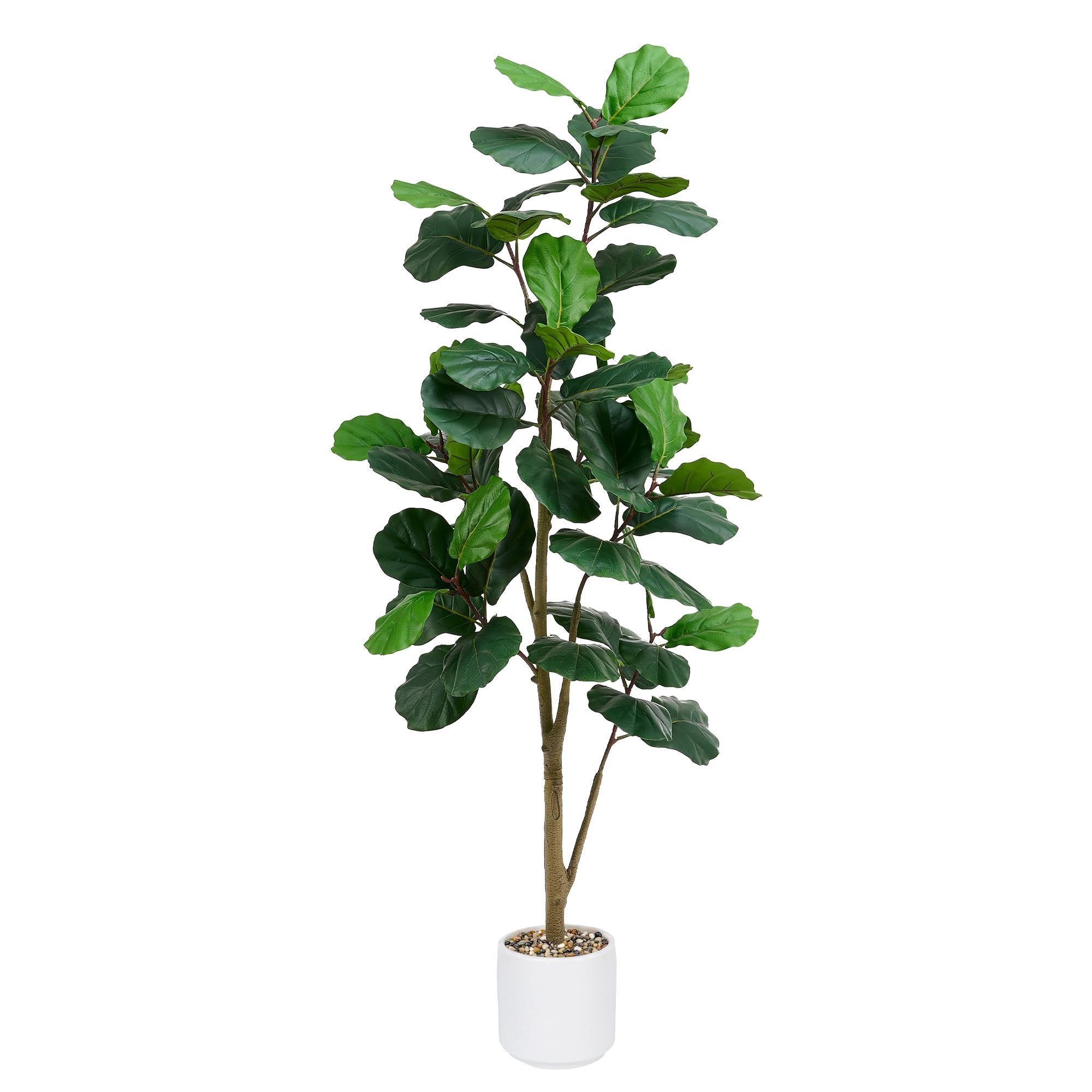 TXABL Artificial Fiddle Leaf Fig Tree,Tall Faux Ficus Lyrata Fake Tree in Pot, Artificial Tree Indoor Decor, Fiddle Leaf Fig Tree Fake Plant for Home Office Living Room Decoration Modern (White, 6FT)