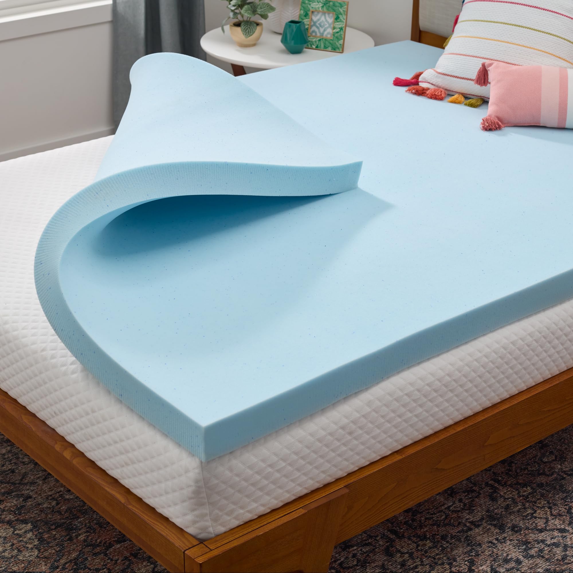 Linenspa 3 Inch Memory Foam Mattress Topper, Gel Infused Queen Mattress Topper, CertiPUR-US Certified