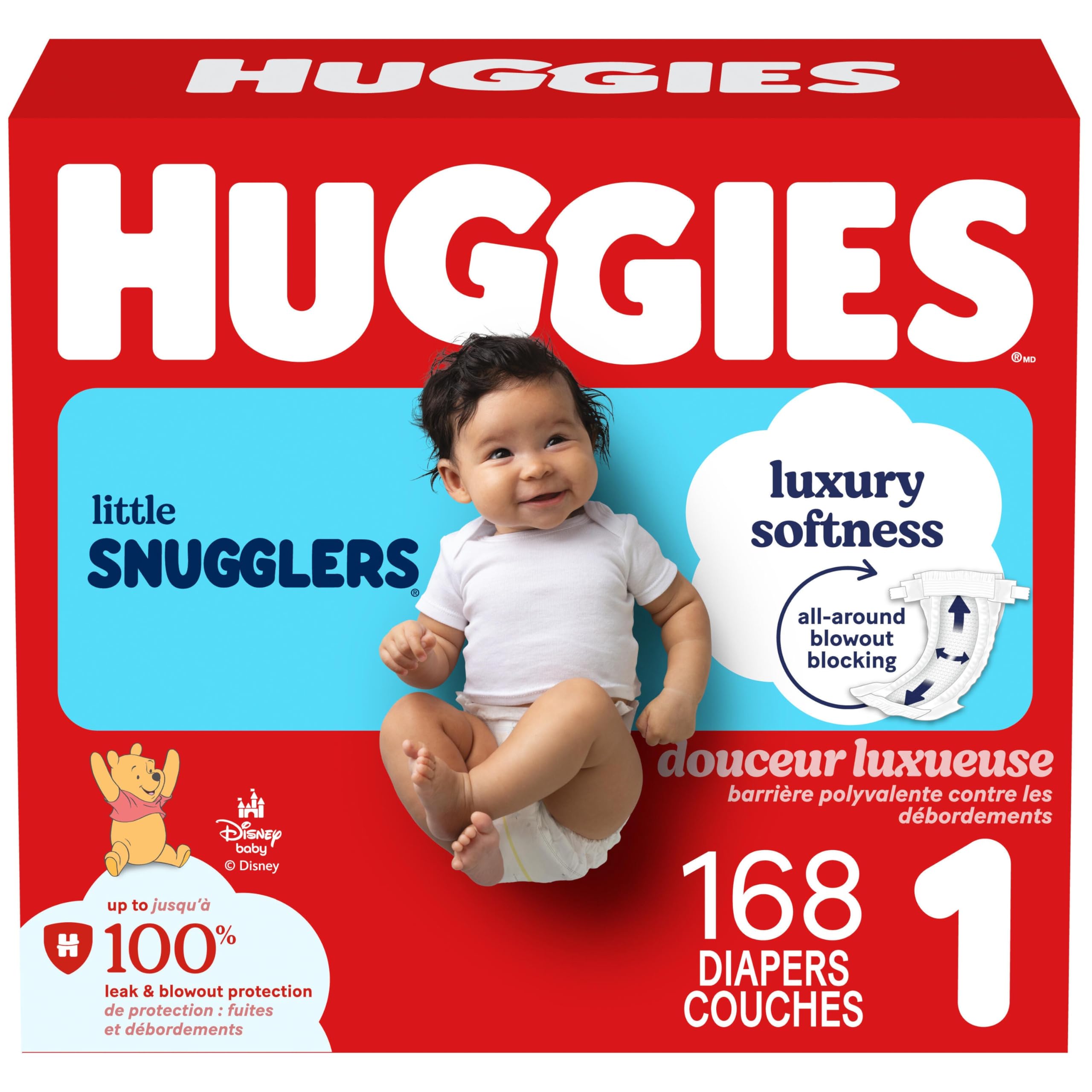 HUGGIES Little Snugglers Baby Diapers, Size 1, 168 Ct