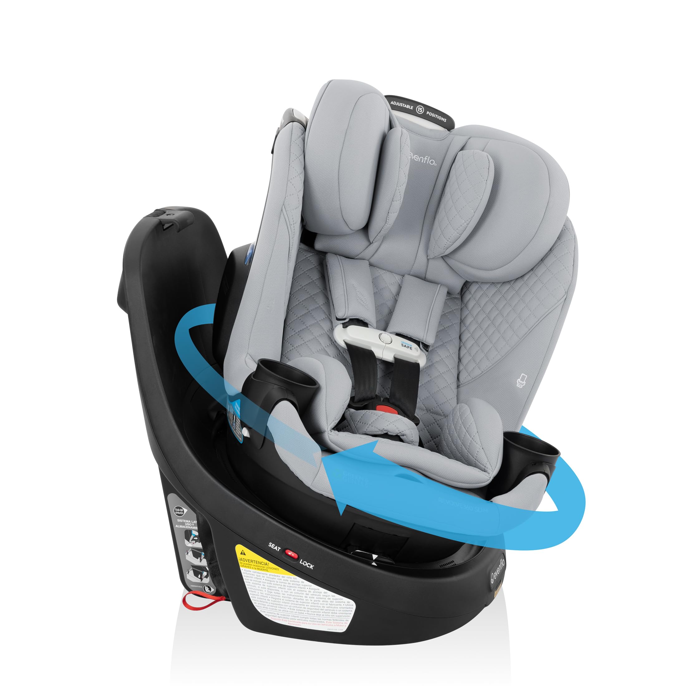 Evenflo Revolve360 Extend All-in-One Rotating Car Seat with Green & Gentle Fabric - Quartz