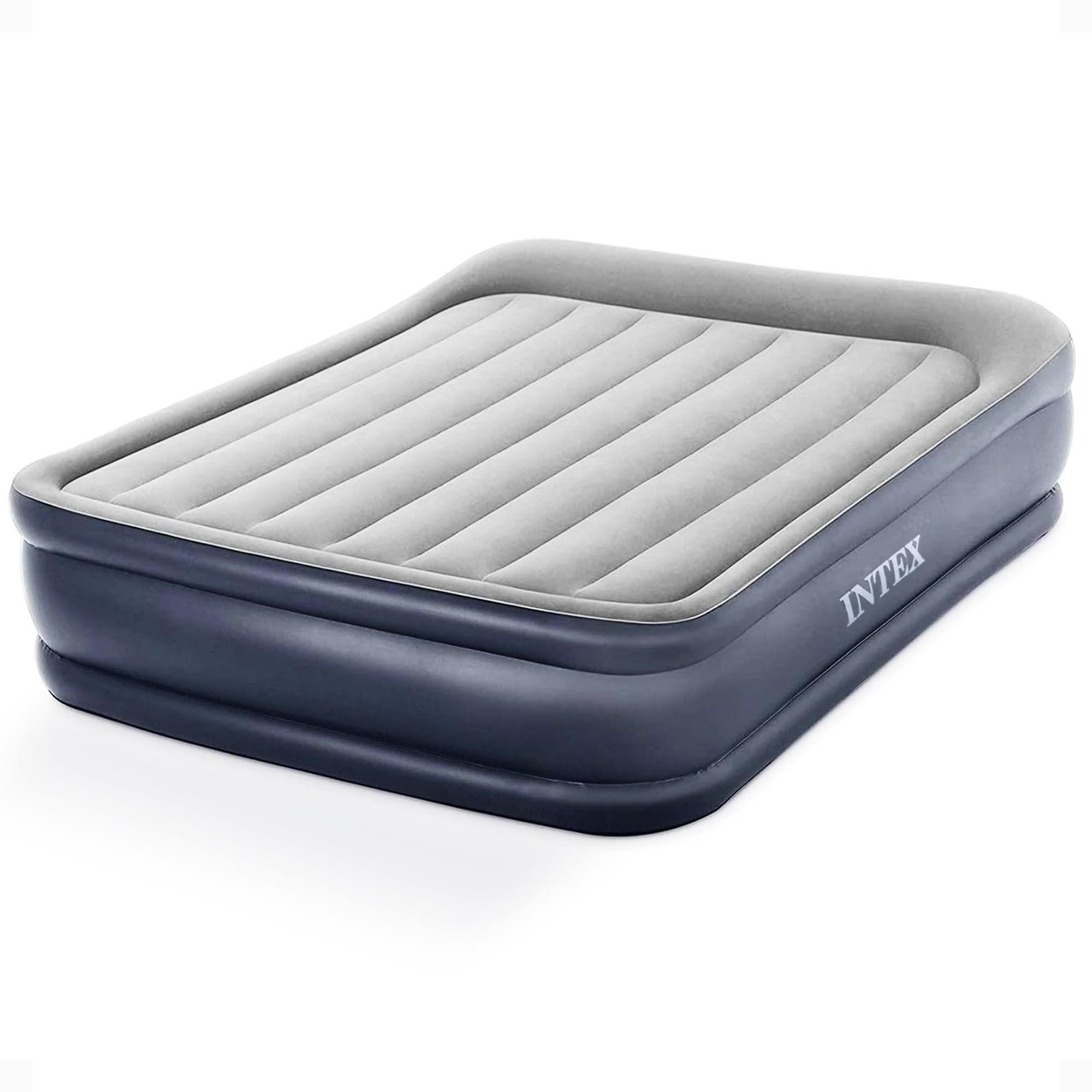 INTEX 64135ED Dura-Beam Plus Deluxe Pillow: Fiber-Tech – Queen Size – Built-in Electric Pump – 16.5in Bed Height – 600lb Weight Capacity