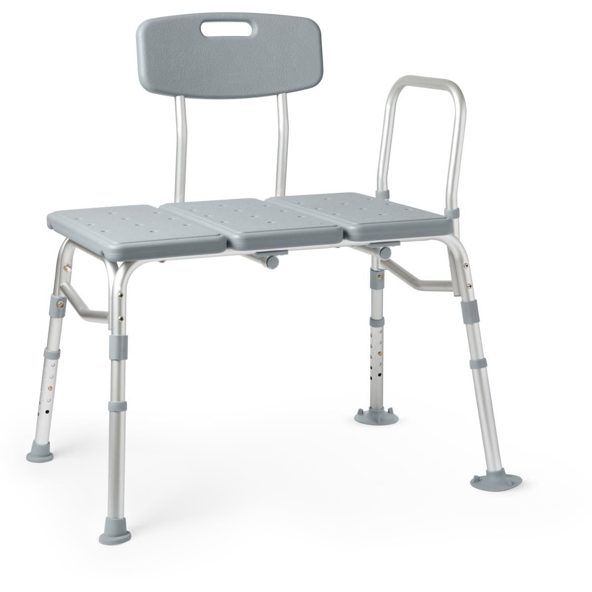 Medline Transfer Bench with Backrest, Height Adjustable, 400 lbs