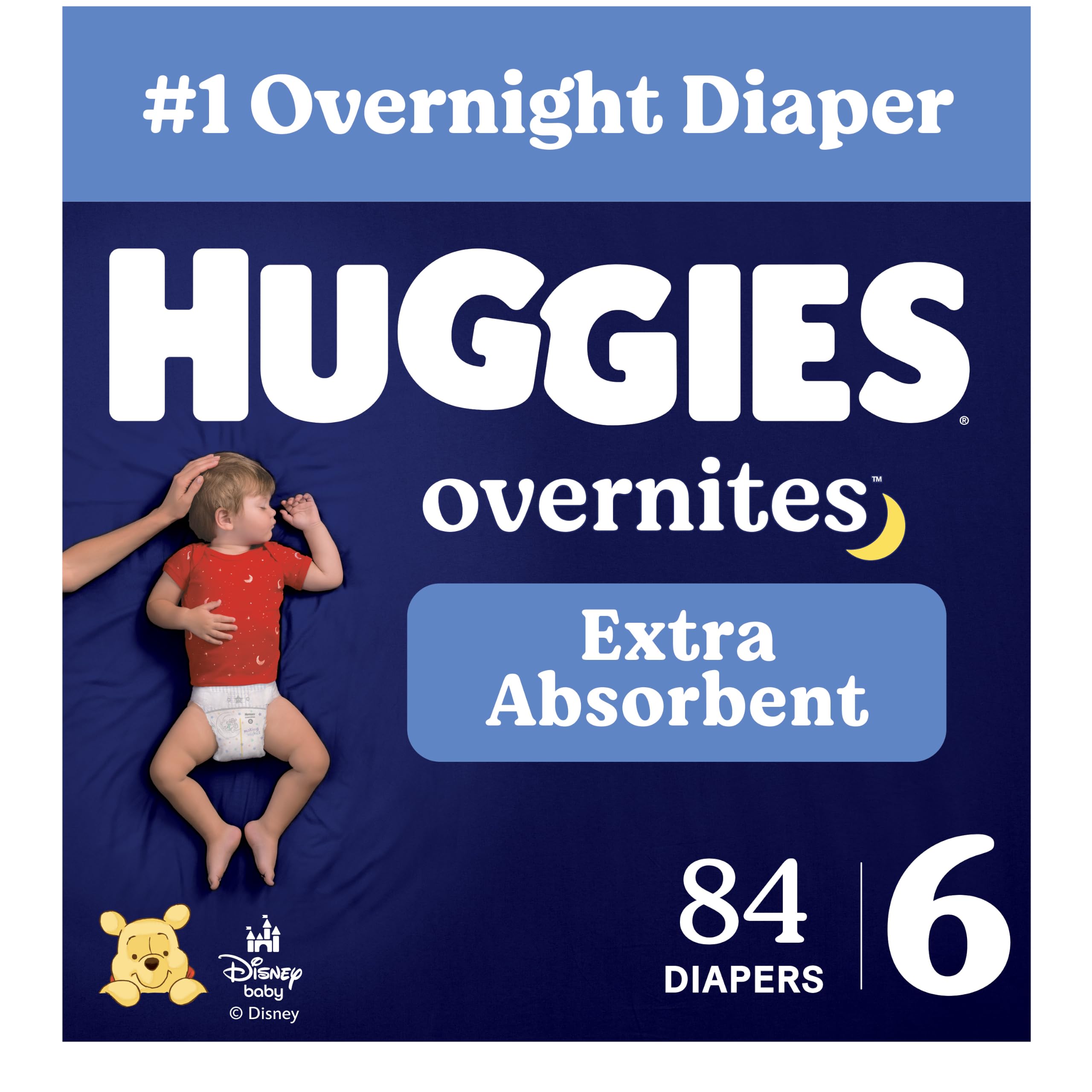 HUGGIES Overnites Nighttime Baby Diapers, Size 6, 84 Ct