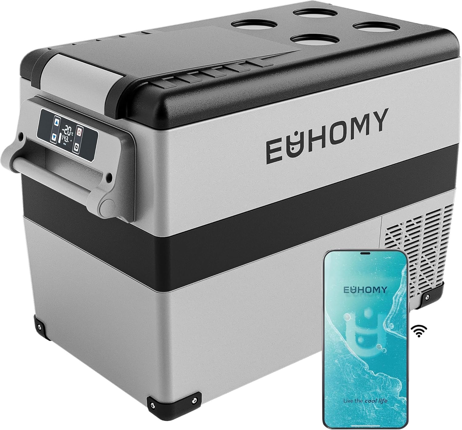 EUHOMY 12 Volt Car Refrigerator, 48QT(45L) Car Fridge Electric Cooler APP Control, 12V-4℉~68℉, Portable Refrigerator for Camping, Travel, Truck