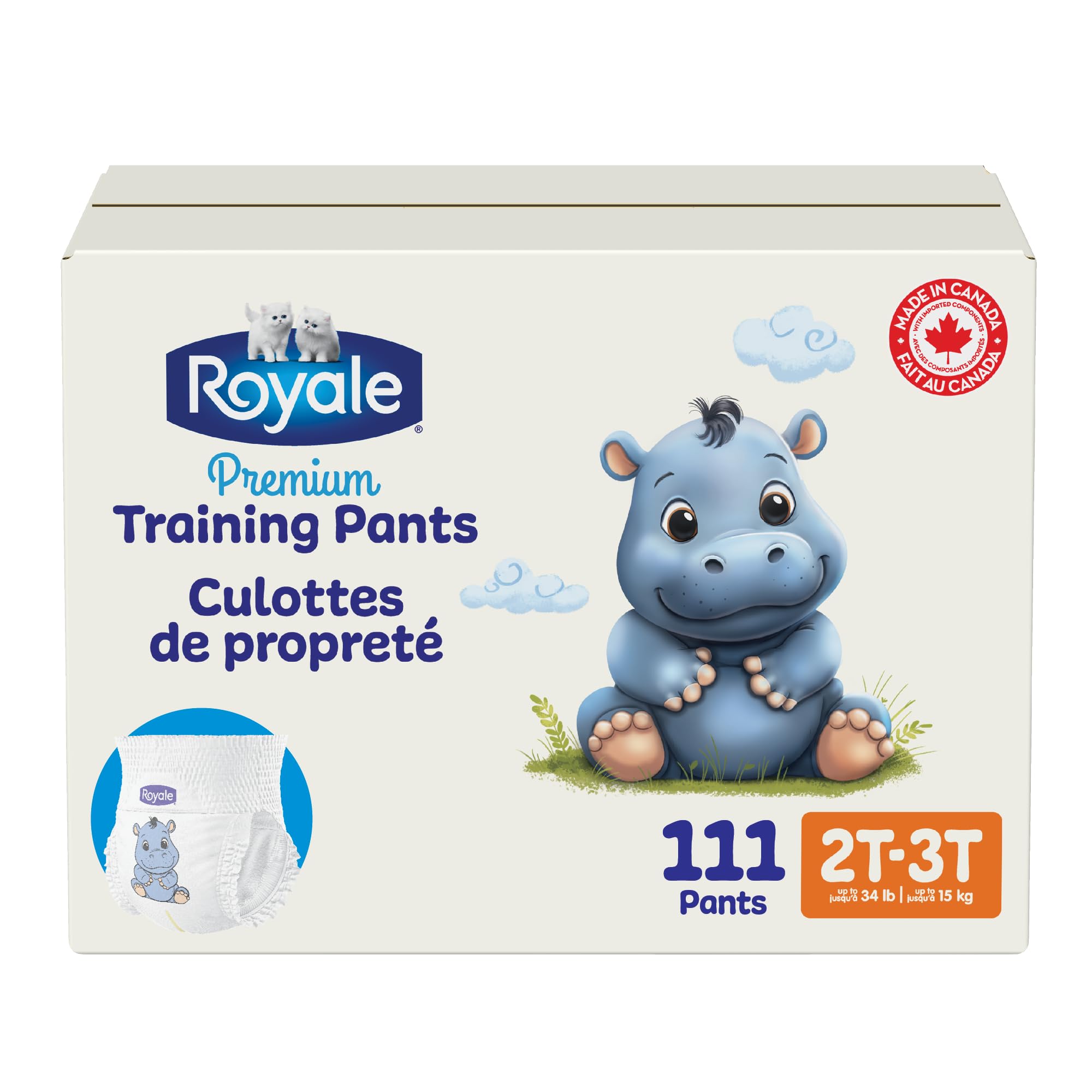 Royale Premium Training Pants, Size Medium, 2T-3T (Up to 34 lbs), 111 Count, Disposable Training Pants (Packaging may vary)