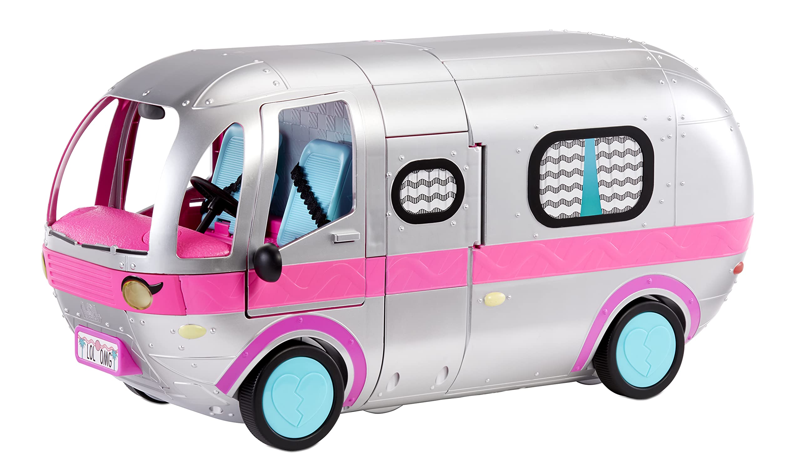 LOL Surprise Glamper – Metallic Silver, Fashion Camper Deluxe Doll Playset, 55+ Surprises, Fully Furnished, Working Lights and Sounds, Gift for Kids 4+