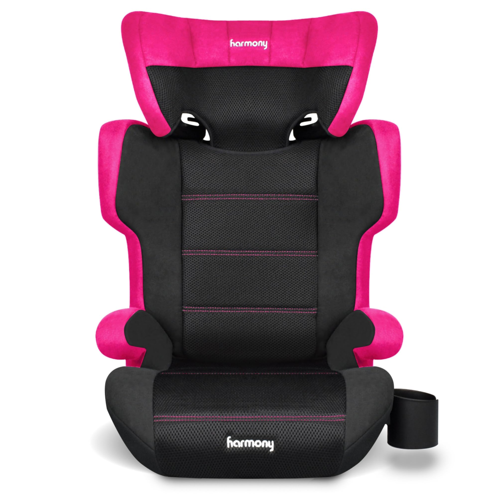 Harmony Dreamtime Elite High-Back Booster Seat – 2-in-1 Belt-Positioning Booster Car Seat with Cup Holder & Shoulder Belt Guide, for Children 18–50 kg (40–110 lbs.), 86–145 cm (34–57 in) - Pink