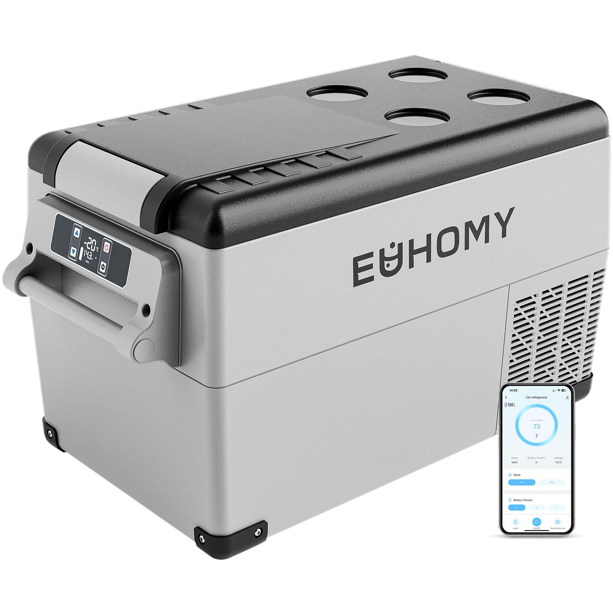 EUHOMY 12 Volt Refrigerator, 40QT(35L) Electric Cooler, 12V Fridge APP Control, 12V Cooler -4??68??, Portable Freezer 12/24V DC 110-240V AC for Camping, Travel, Truck, Home