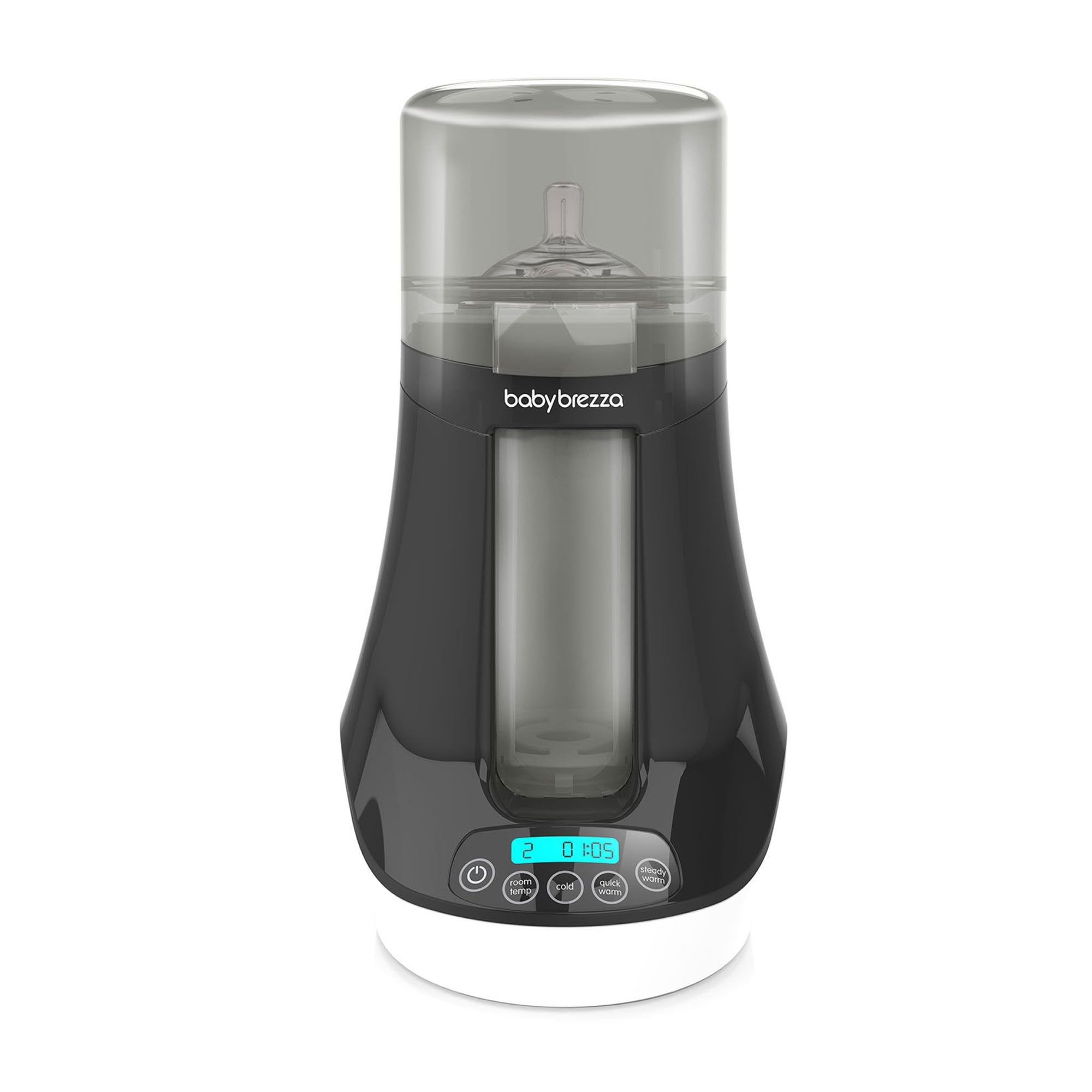 Baby Brezza Electric Baby Bottle Warmer, Breast Milk + Baby Food Warmer and Defroster - Universal Fits All Feeding Bottles:Glass, Plastic, Small, Large + Digital Display,Black and White