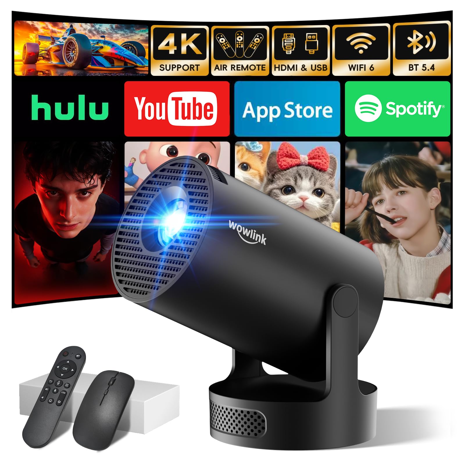 [Built-in App & 2026 Upgraded] Mini Projector with WiFi 6 and Bluetooth 5.4