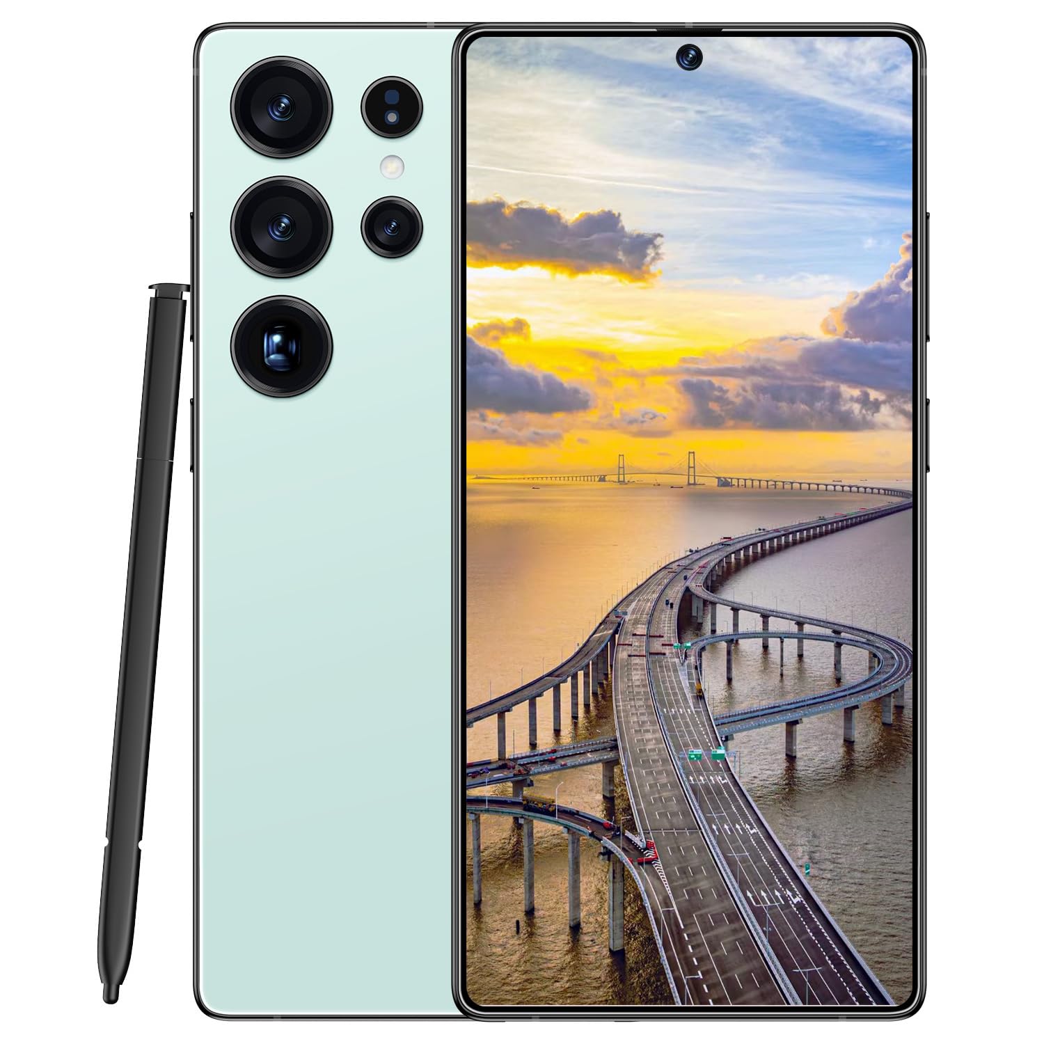 C25 Ultra Cell Phone Unlocked Phones 2025 Android 14 Mobile Phone with Build-in Pen, 12GB+512GB, 7" Display, 108MP+68MP Camera 8000 mAh 5G Dual SIM Smartphone (Light Cyan)