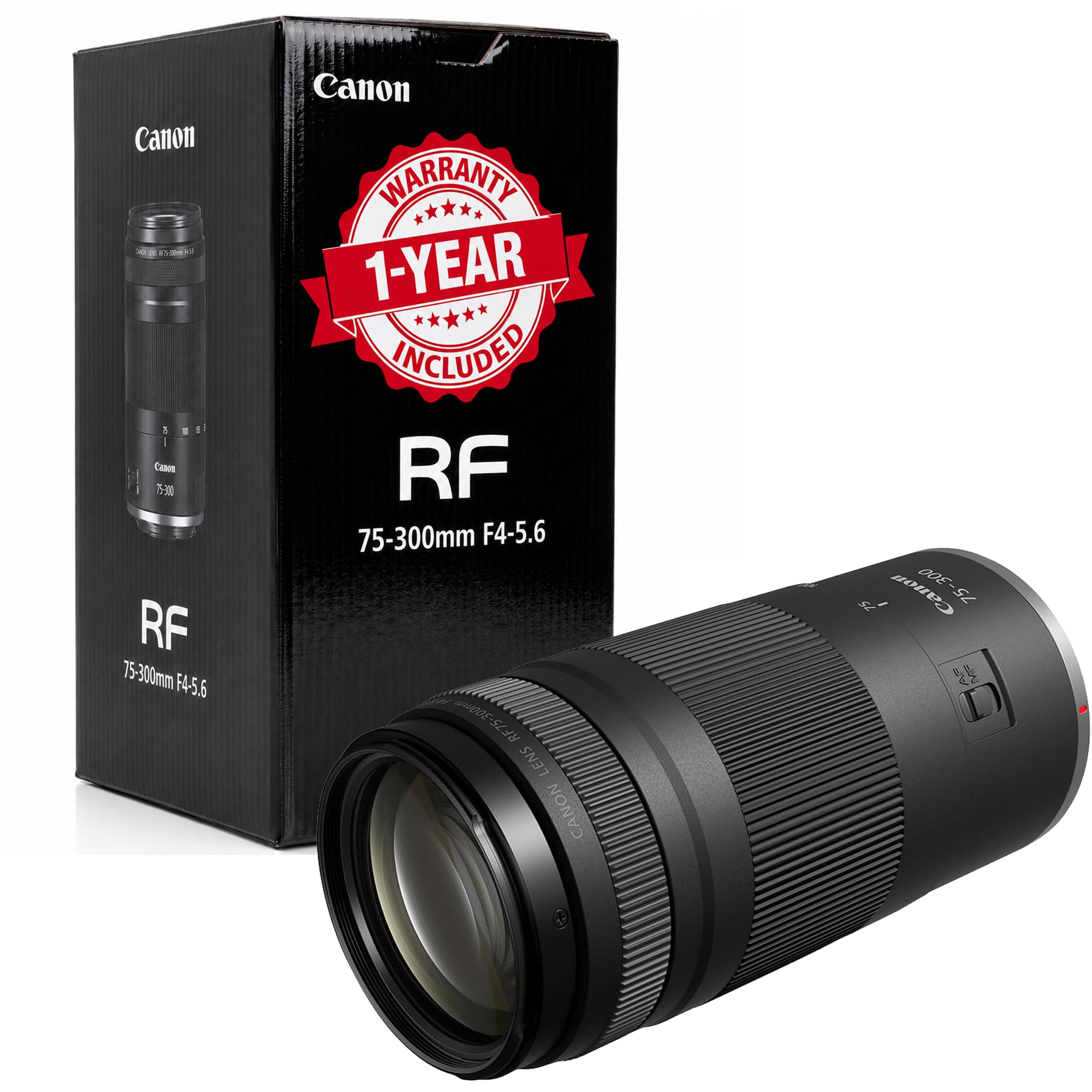 Canon RF75-300mm F4-5.6 Telephoto Zoom Lens for Canon RF Mount Mirrorless Cameras, Lightweight Telephoto Lens for Sports, Wildlife & Travel Photography, Black