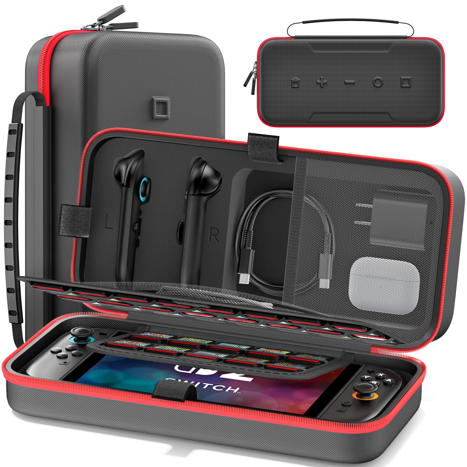 Carrying Case Compatible with Nintendo Switch 2(2025), Portable Switch 2 Travel Carry Case Fit for Joy-Con 2 and AC Adapter, Hard Shell Protective Pouch Bag with 26 Game Cards for Game Accessories