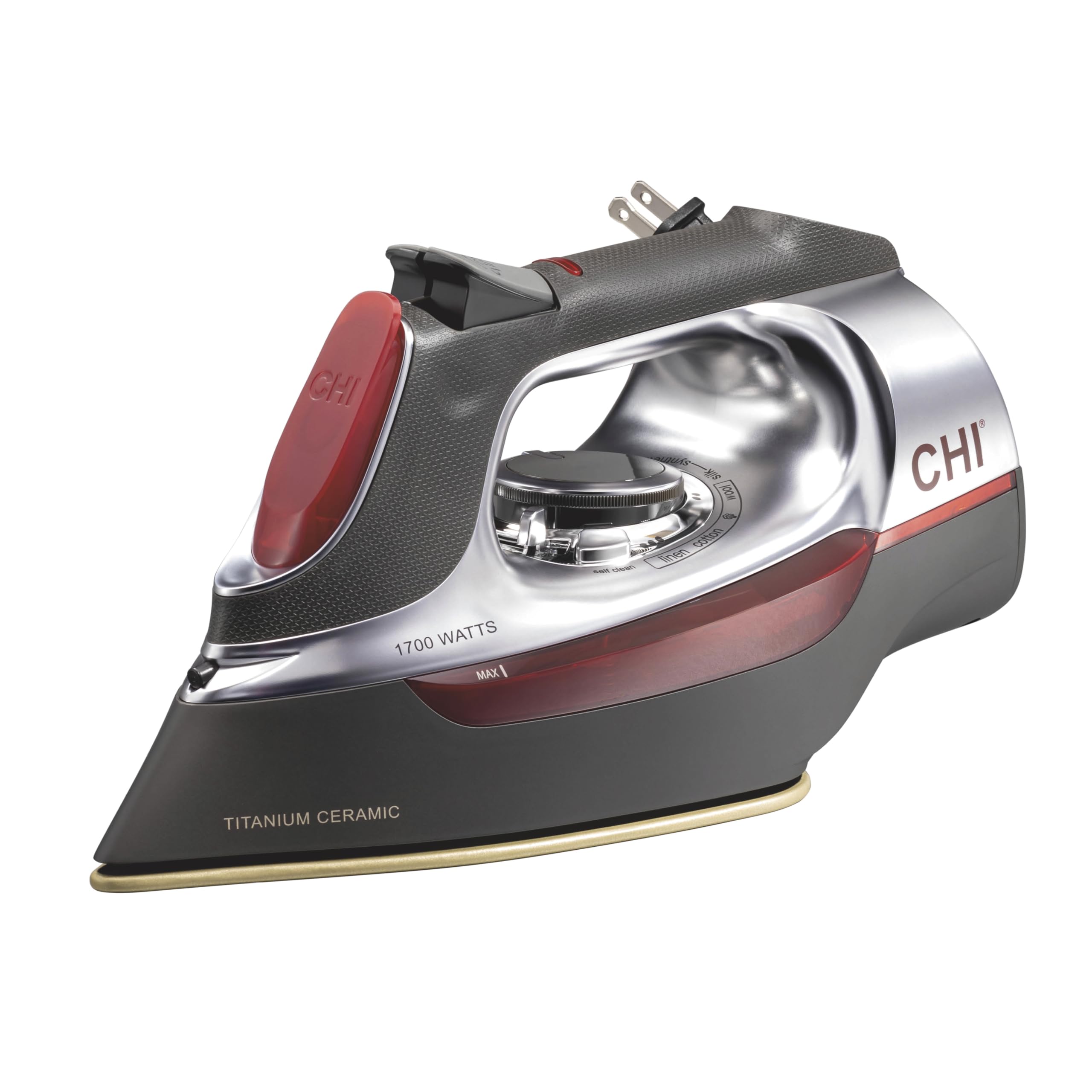 CHI Steam Iron for Clothes with Vertical Steam Burst, 1700 Watts, 8" Cord