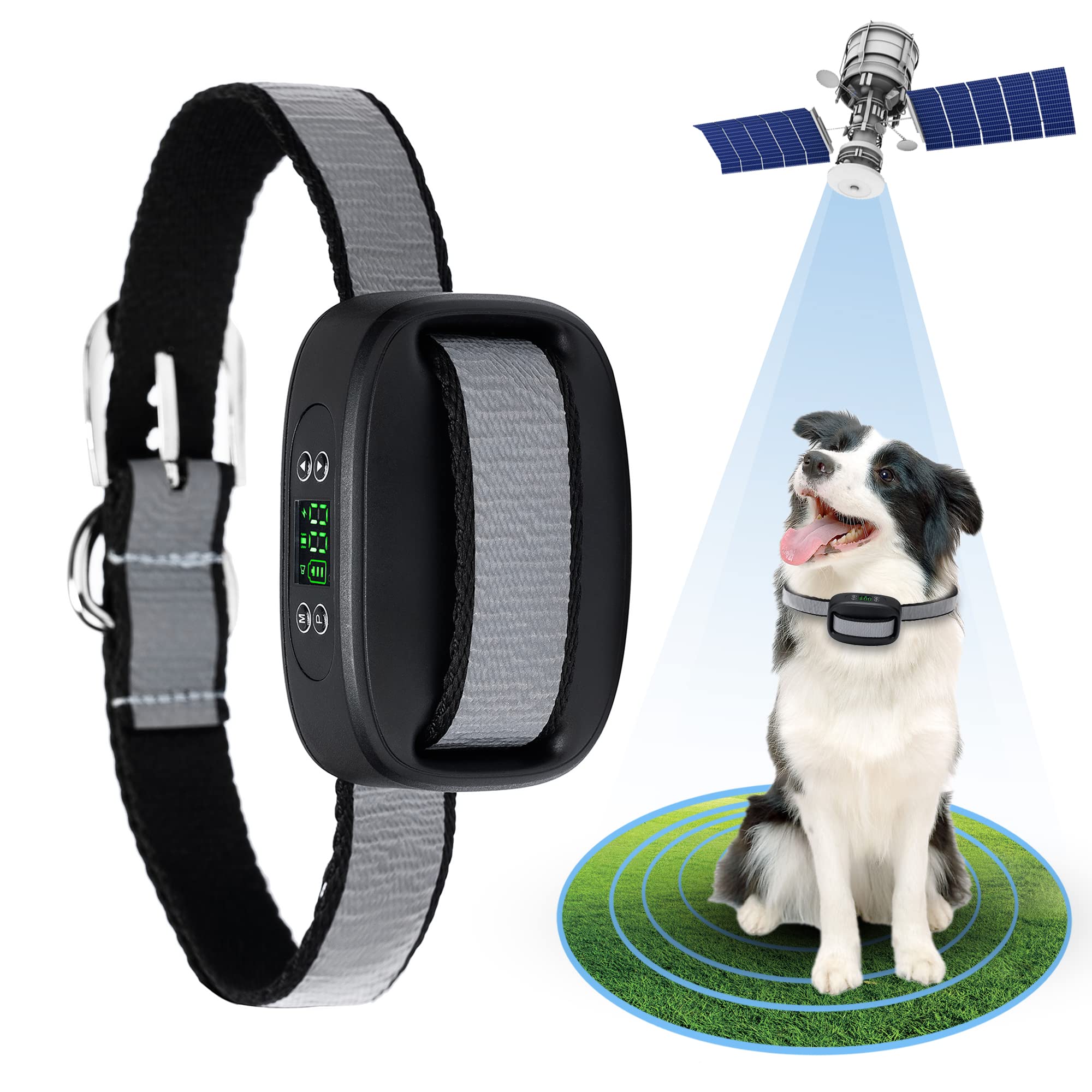 GPS Wireless Dog Fence, Electric Dog Fence for Outdoor, Waterproof, Adjustable Range 98-3280 FT, Pet Containment System Suitable for All Medium and Large Dogs