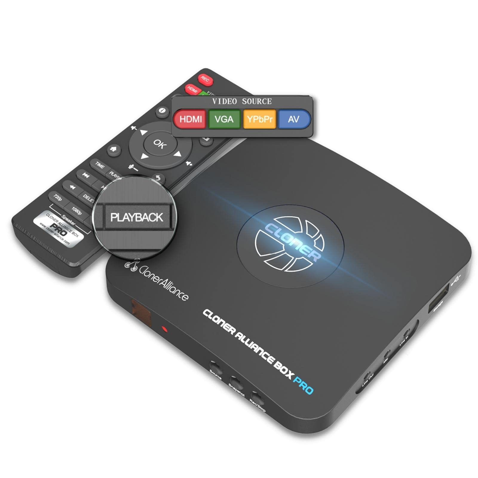 HDML-Cloner Box Pro, Capture HD Videos/Games and Play Back Instantly with The Remote Control, Schedule Recording, HDMI/VGA/AV/YPbPr Input.