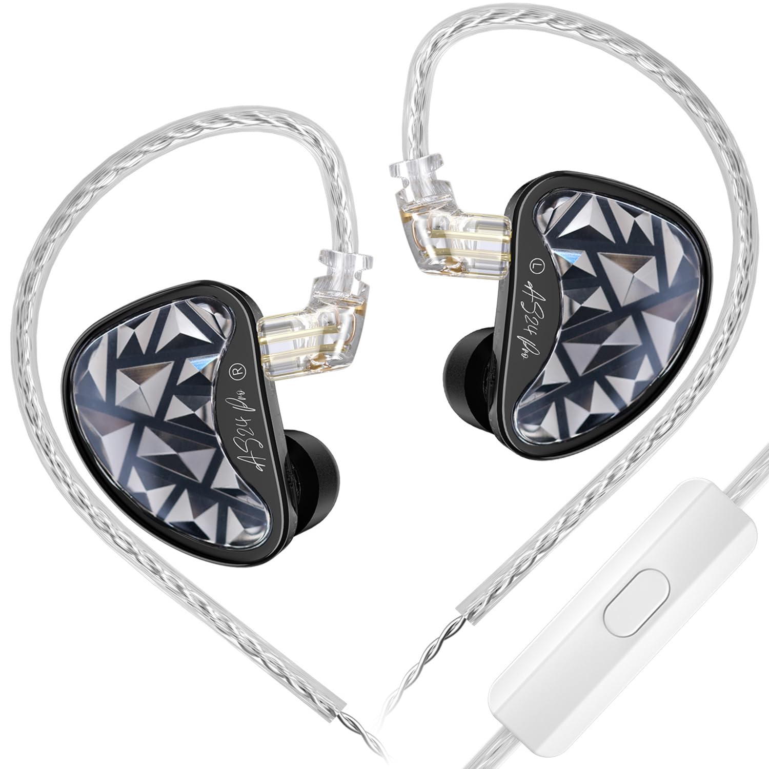KZ AS24 Pro in Ear Monitor Headphones, HiFi Bass Noise Isolation Earphones, 12 Balanced Armature Drivers IEM Wired Earbuds (with Microphone, Standard Version)